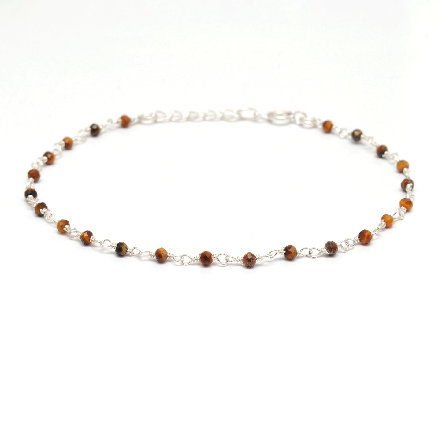 Sterling Silver Multi-Gemstone Rosary Chain Beaded Bracelet | Handmade Jewelry