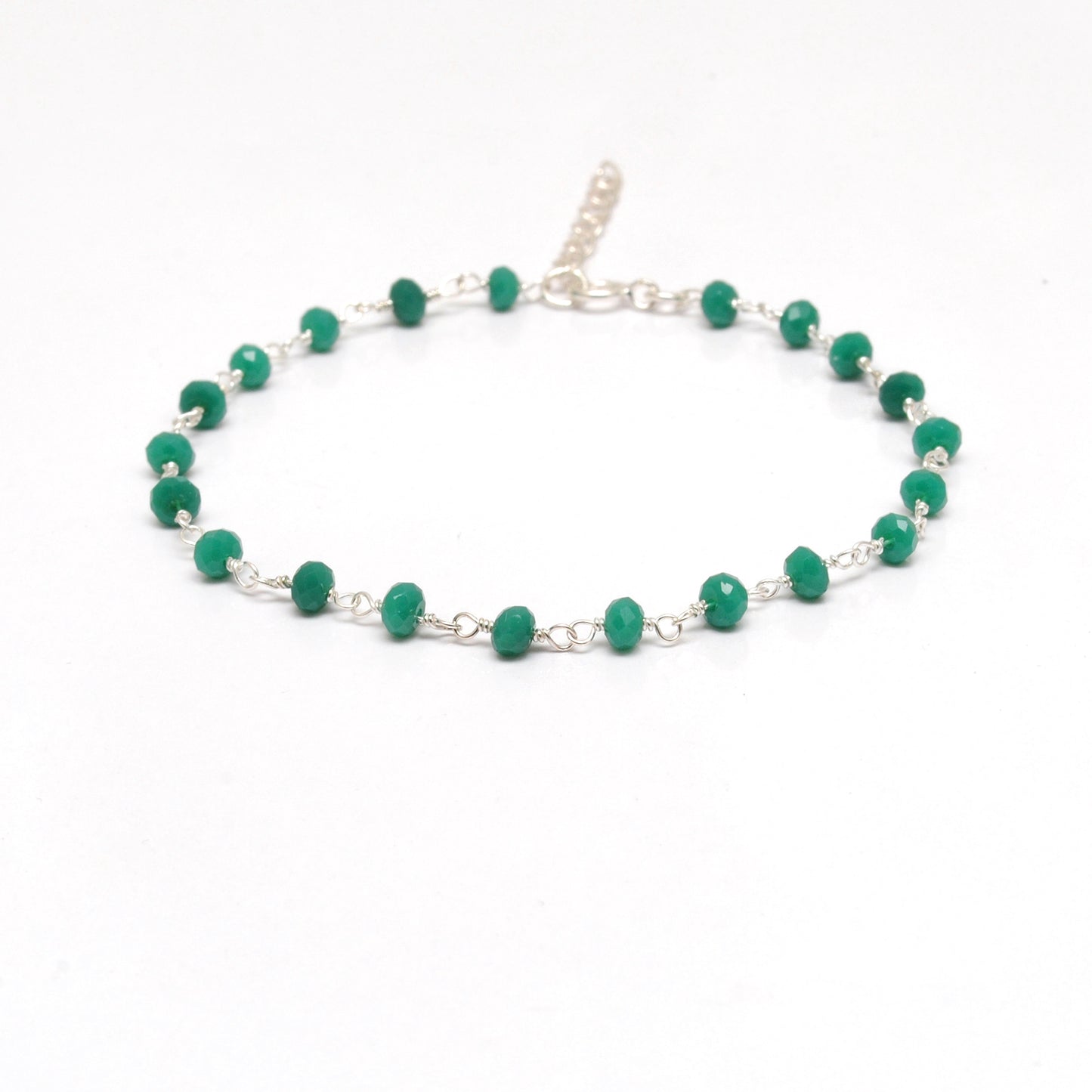 925 Sterling Silver Multi-Gemstone Beaded Bracelet – Chalcedony & Apatite