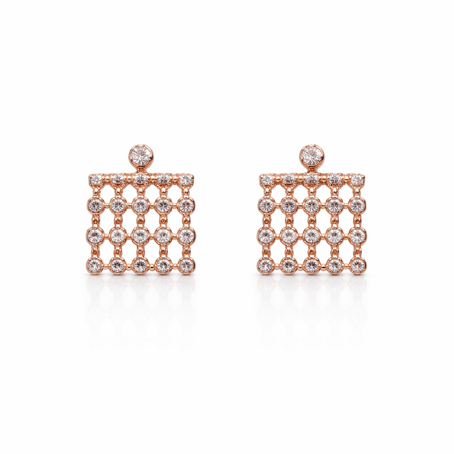 Cluster Cz Dangle Stud Silver Earring