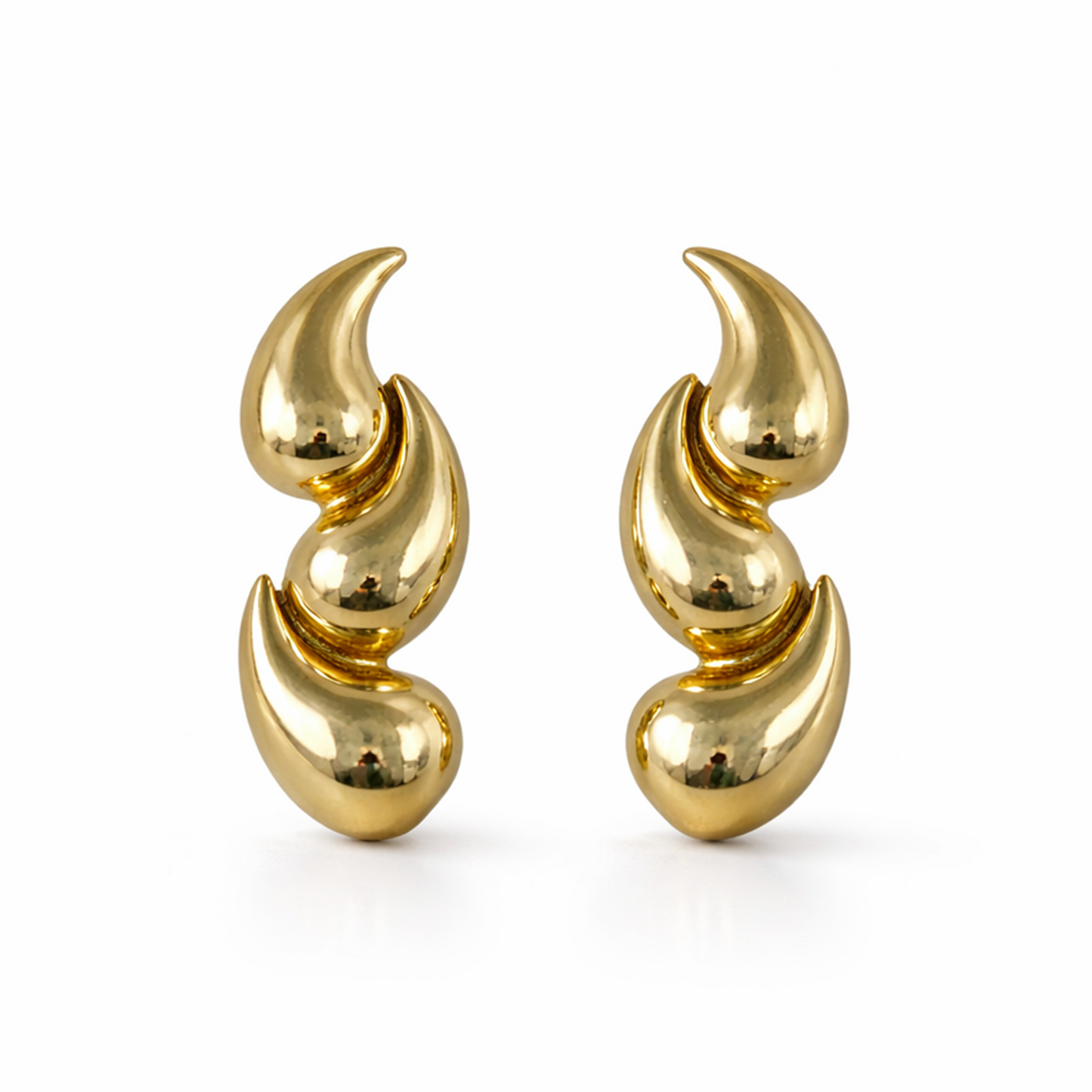 Bubble Teardrop Sterling Silver Gold Plated Studs