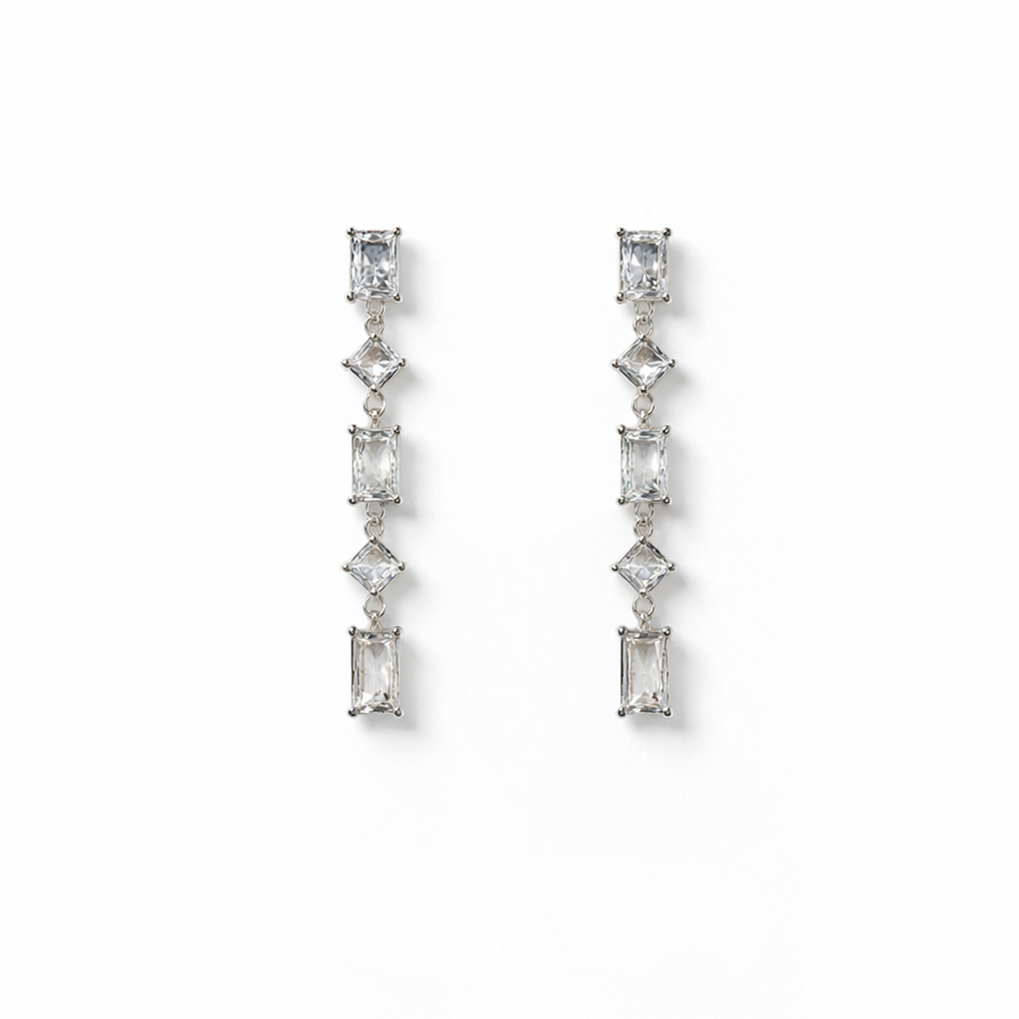Cz Sterling Silver Dangle Post Earrings