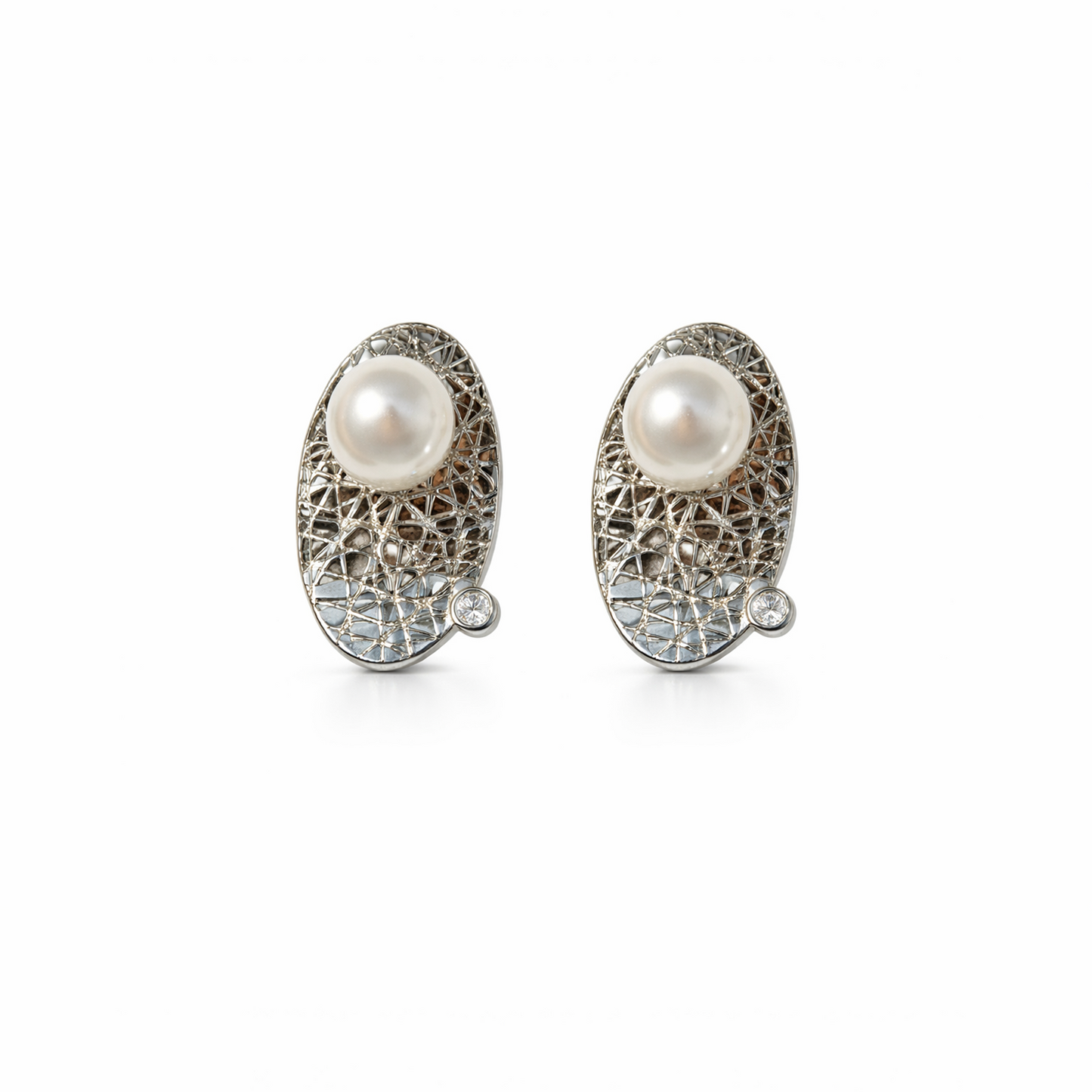 Pearl With Cz Handmade Stud Jewelry