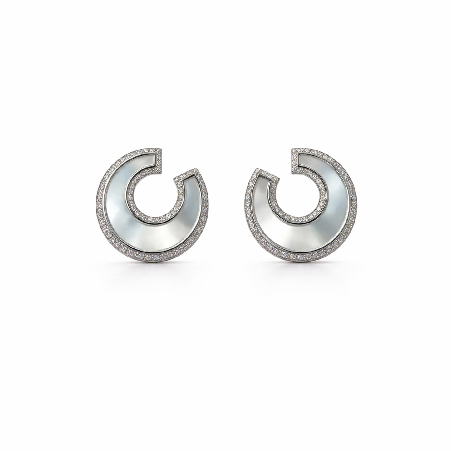 Crescent Cz Pearl Stud