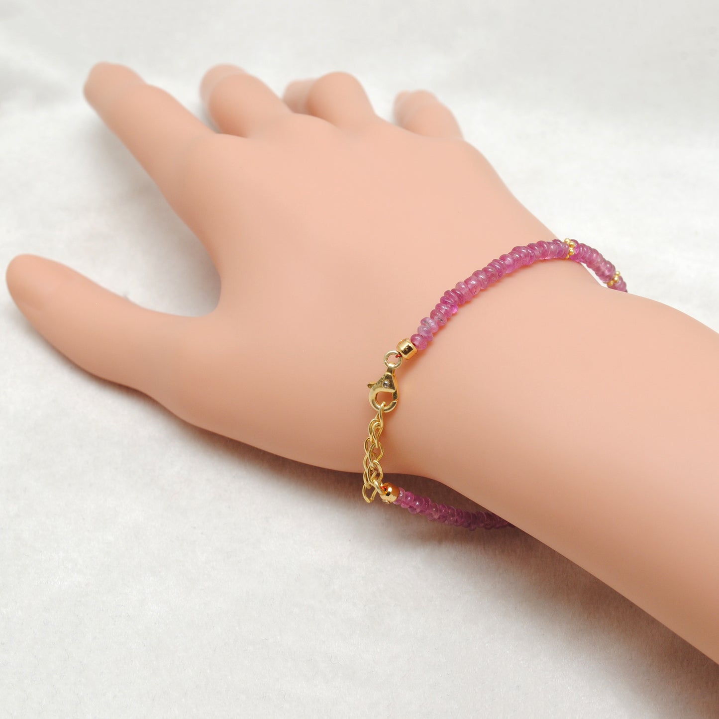 Natural Ruby & Pearl Bracelet – Gold Plated Sterling Silver, July Birthstone