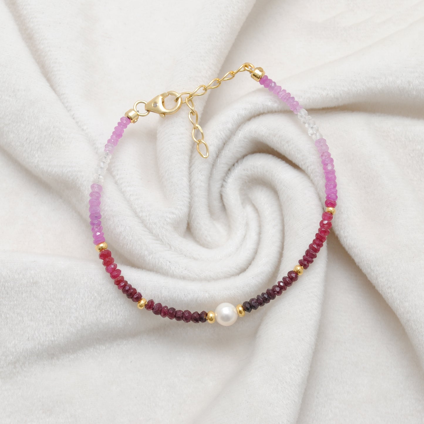 Ruby Ombre Bracelet in 925 Silver Gold Plated – Shaded July Birthstone Jewelry