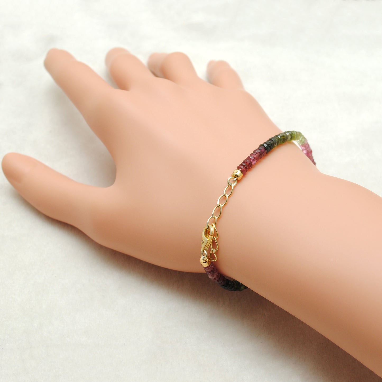 Multi Tourmaline & Pearl Beaded Bracelet – Gold Plated Sterling Silver
