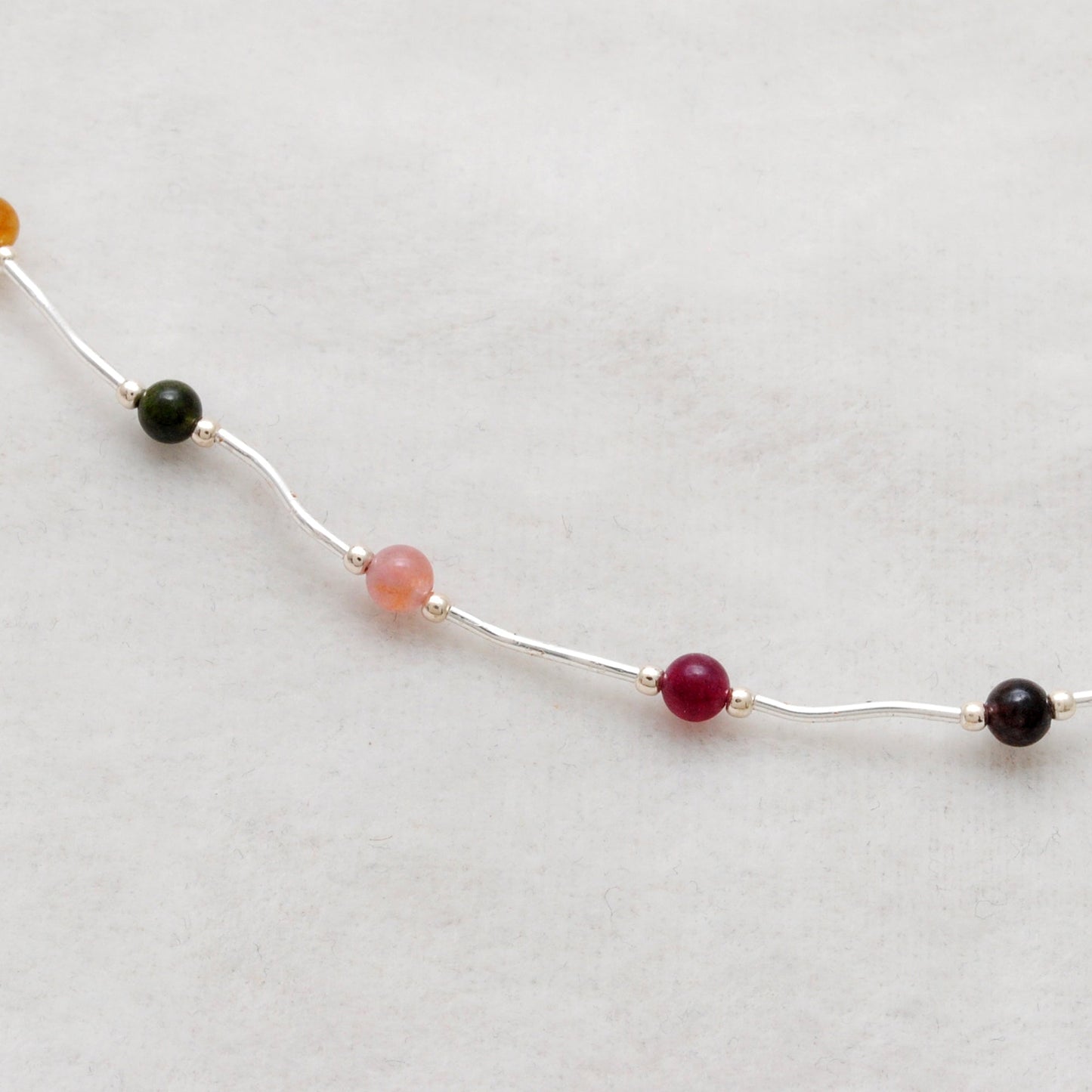 925 Sterling Silver Multi-Gemstone Bracelet, 8.5" – Elegant Minimalist Gift for Women