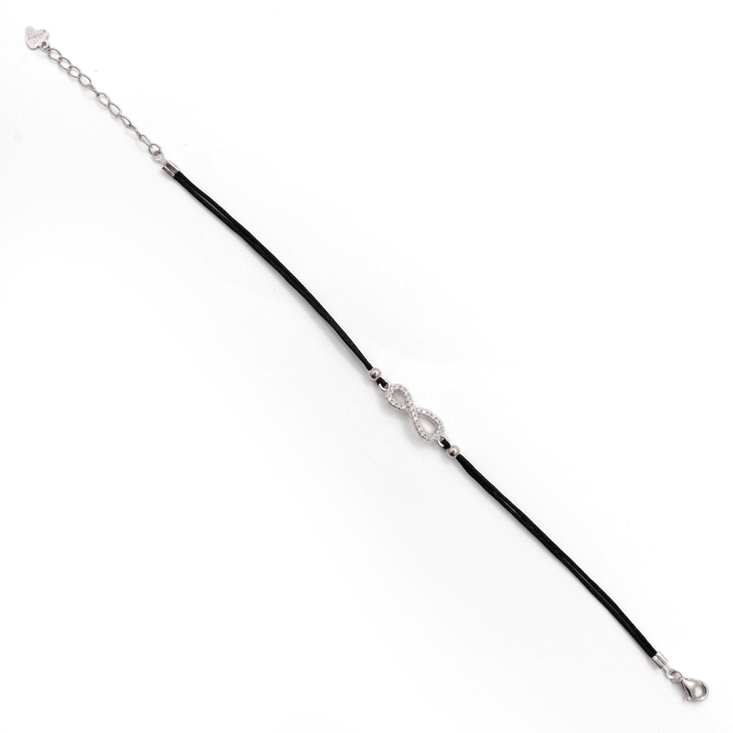 925 Sterling Silver Infinity CZ Bracelet, 8-Inch, Rose Gold & Silver Plated, Symbolic Jewelry
