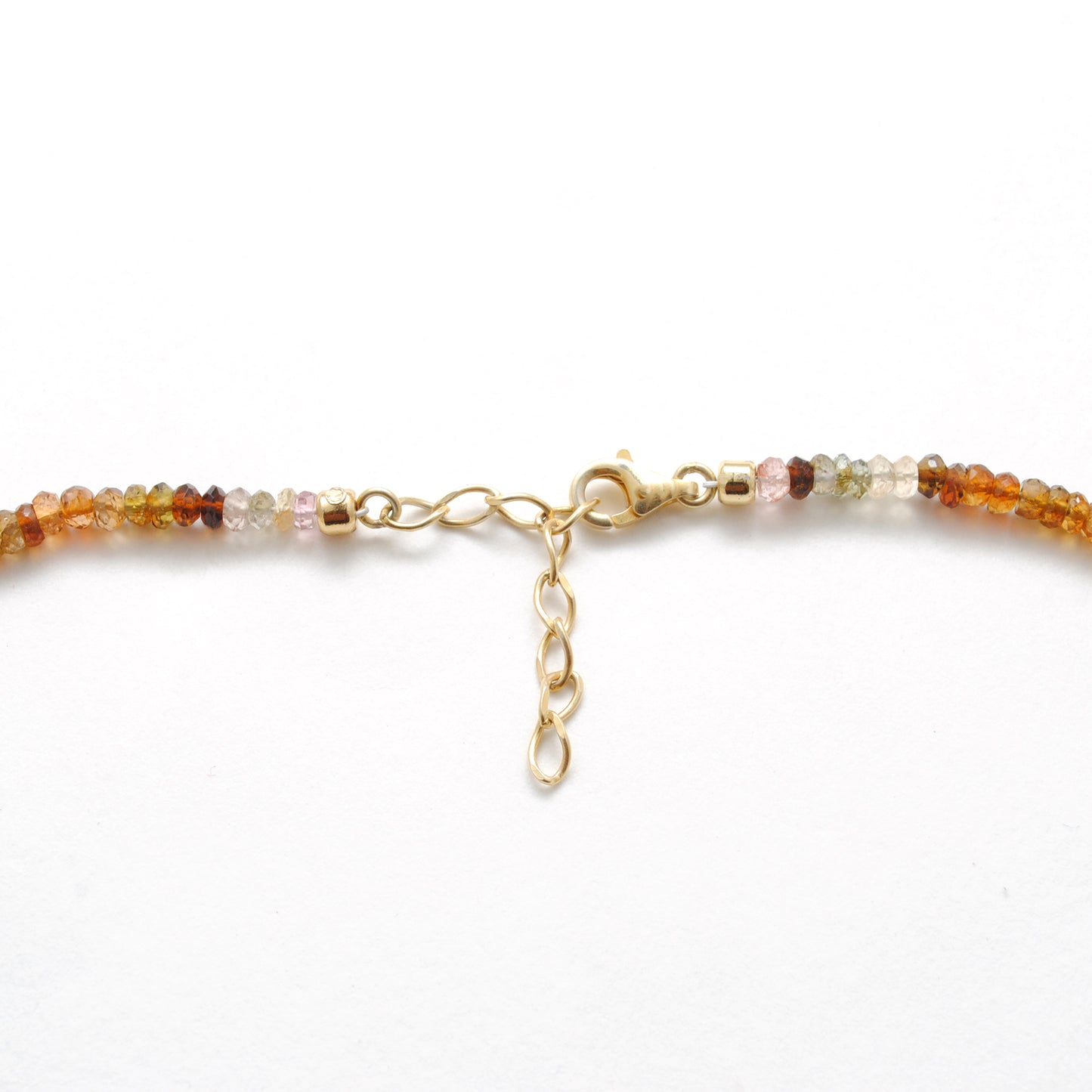 Multi tourmaline beaded necklace with rose cut diamond accent in 925 sterling silver, colorful gemstone design