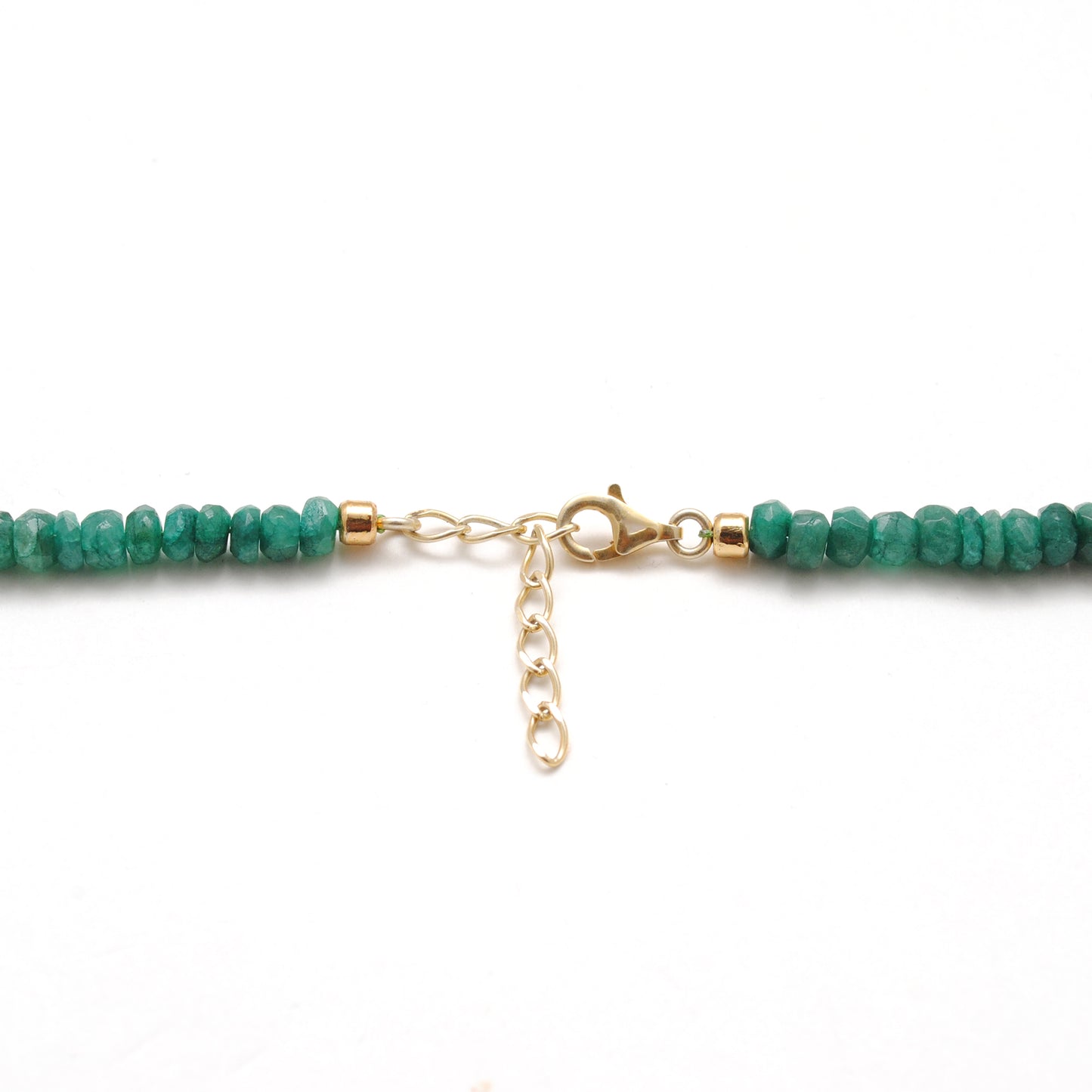 Emerald Sapphire Rondelle and Pearl Necklace - Sterling Silver Beaded Jewelry