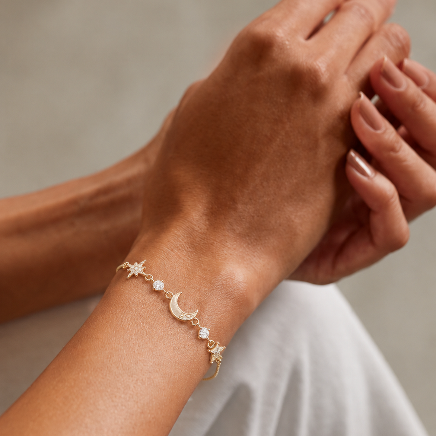 Dainty Starburst and Moon Motif Chain