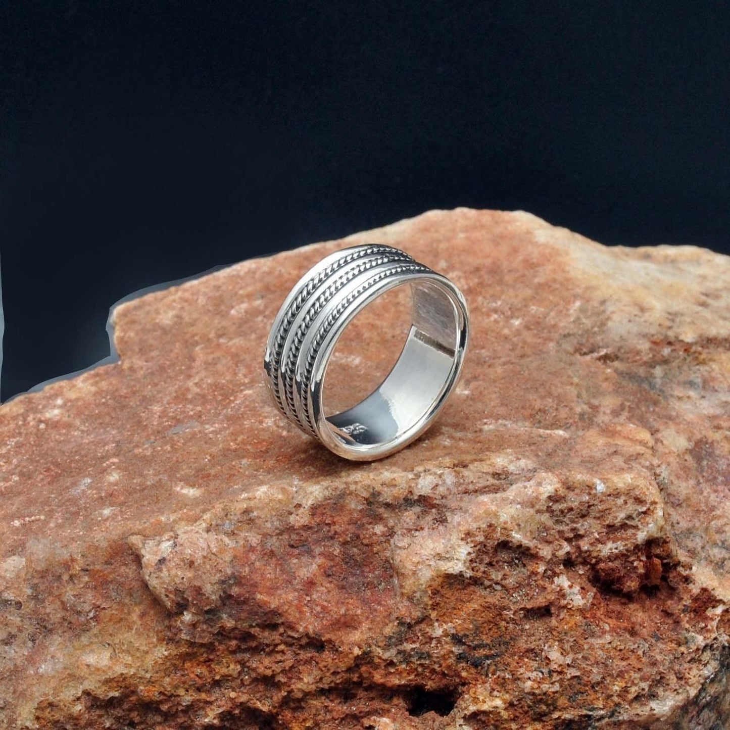 Solid 925 Silver Classic Wedding Bands Size 9 Kanish