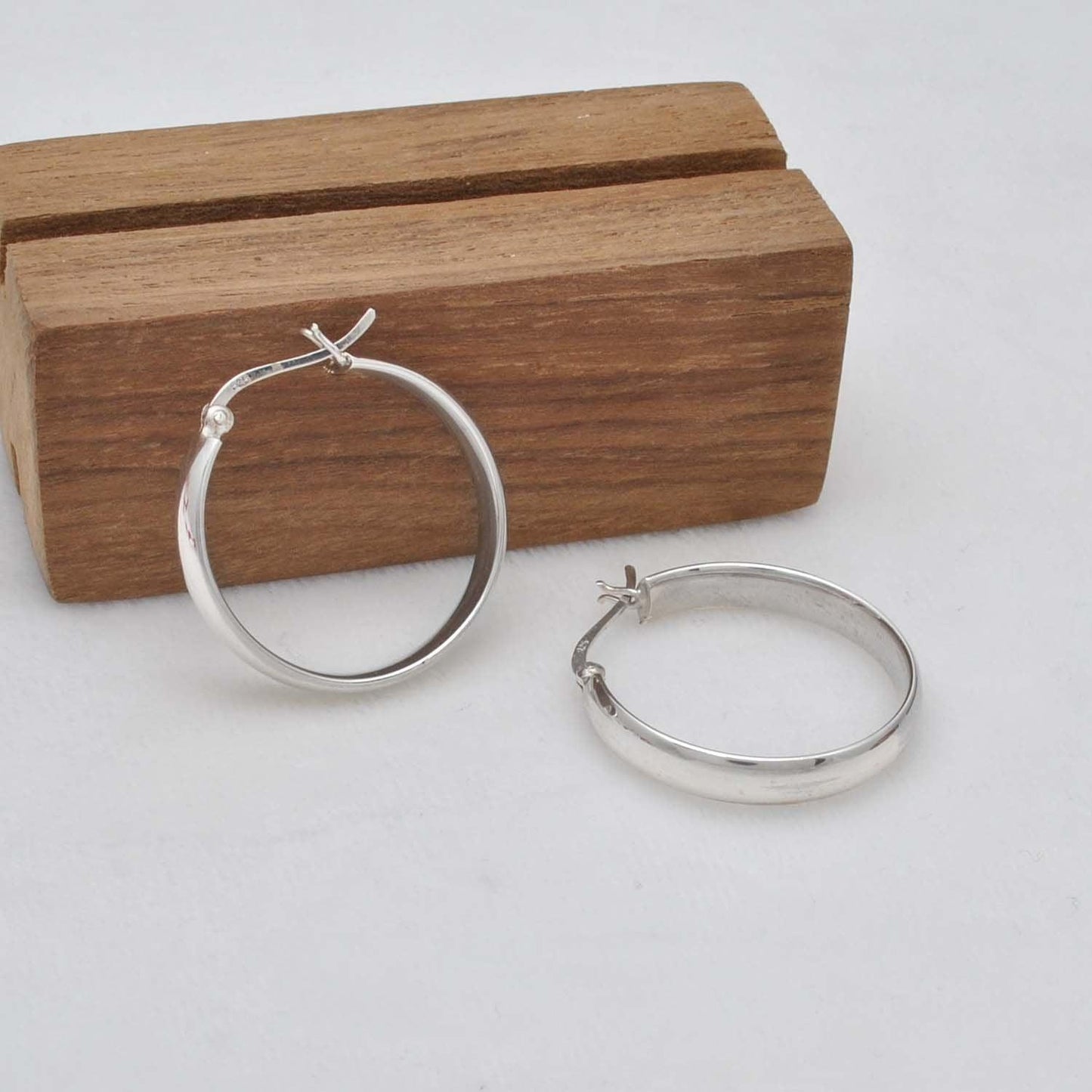 Sterling Silver Plain Huggie Hoop Earrings Kanish
