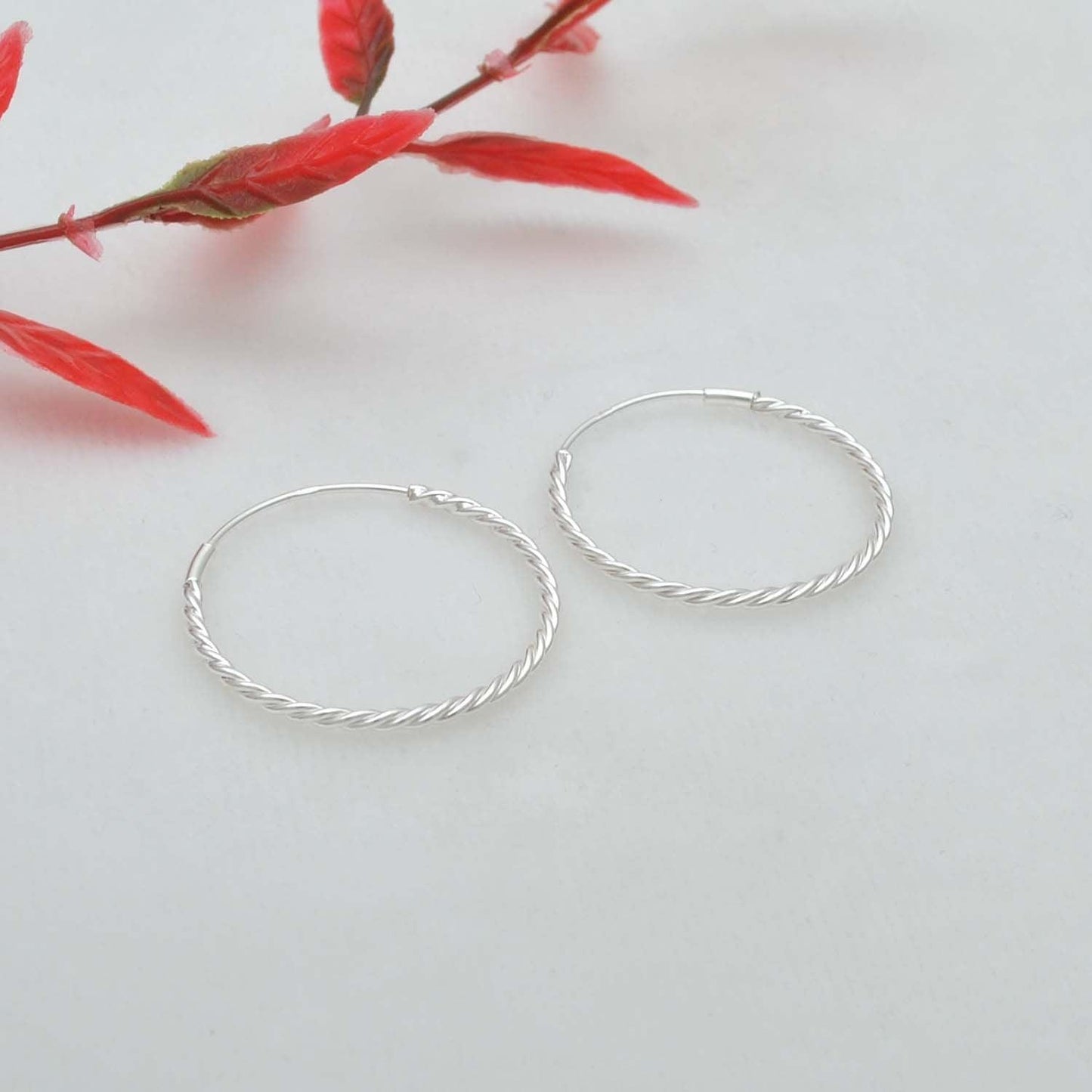 Sterling Silver Twisted Hoop Earrings Kanish