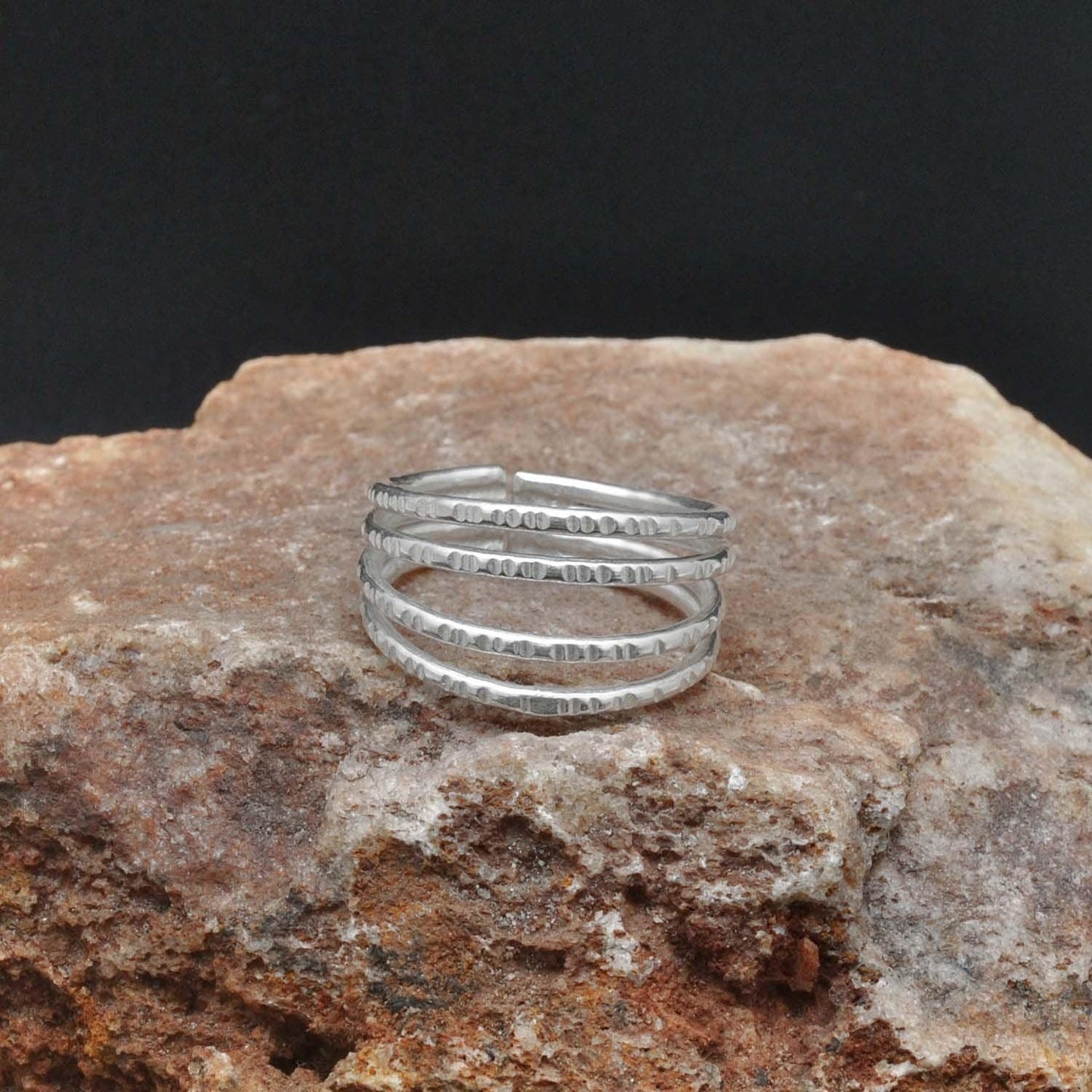 Sterling Silver Stackable Hammered Ring Size 9 Kanish