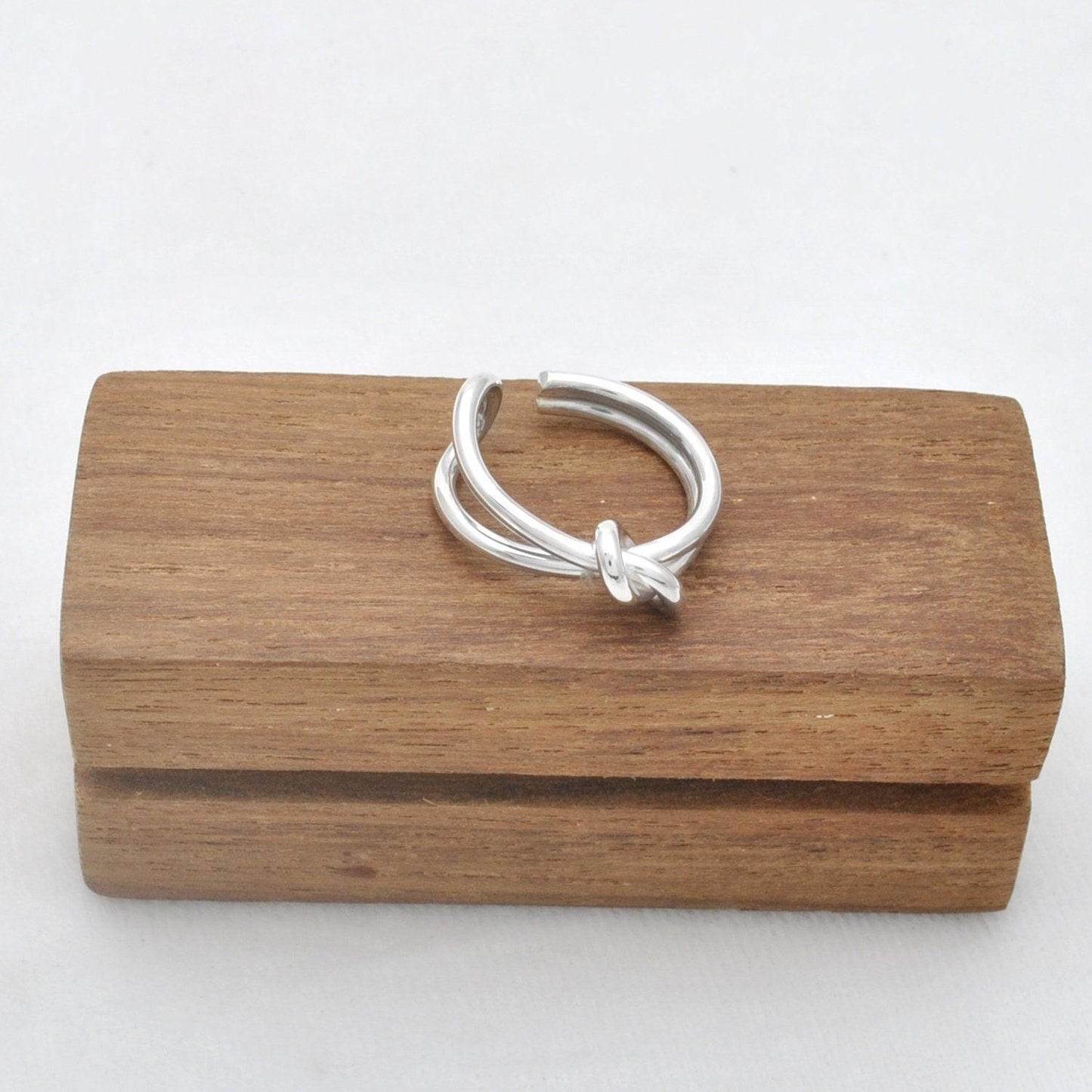 Adjustable Open Ring Silver Love Knot Ring Size 7 Kanish