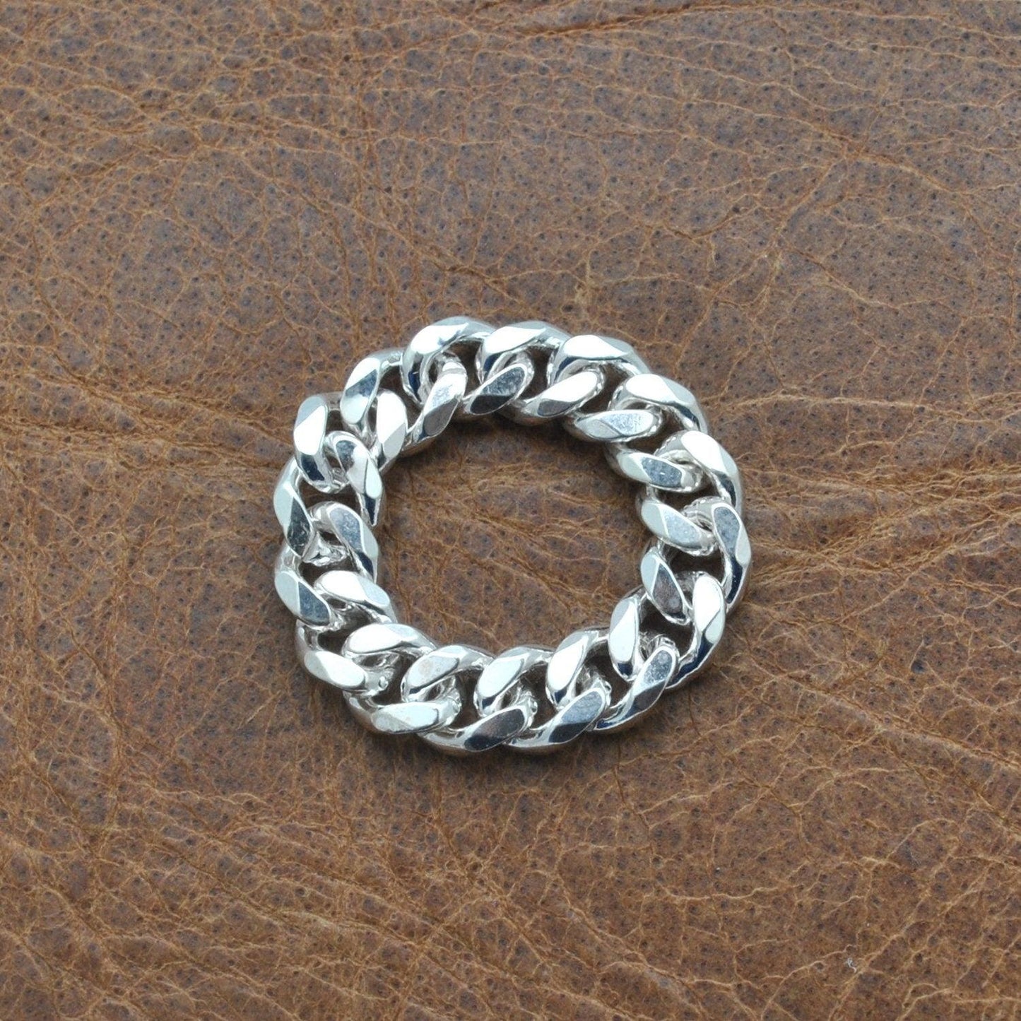 Sterling Silver Cuban Link Chain Ring Size 7 Kanish