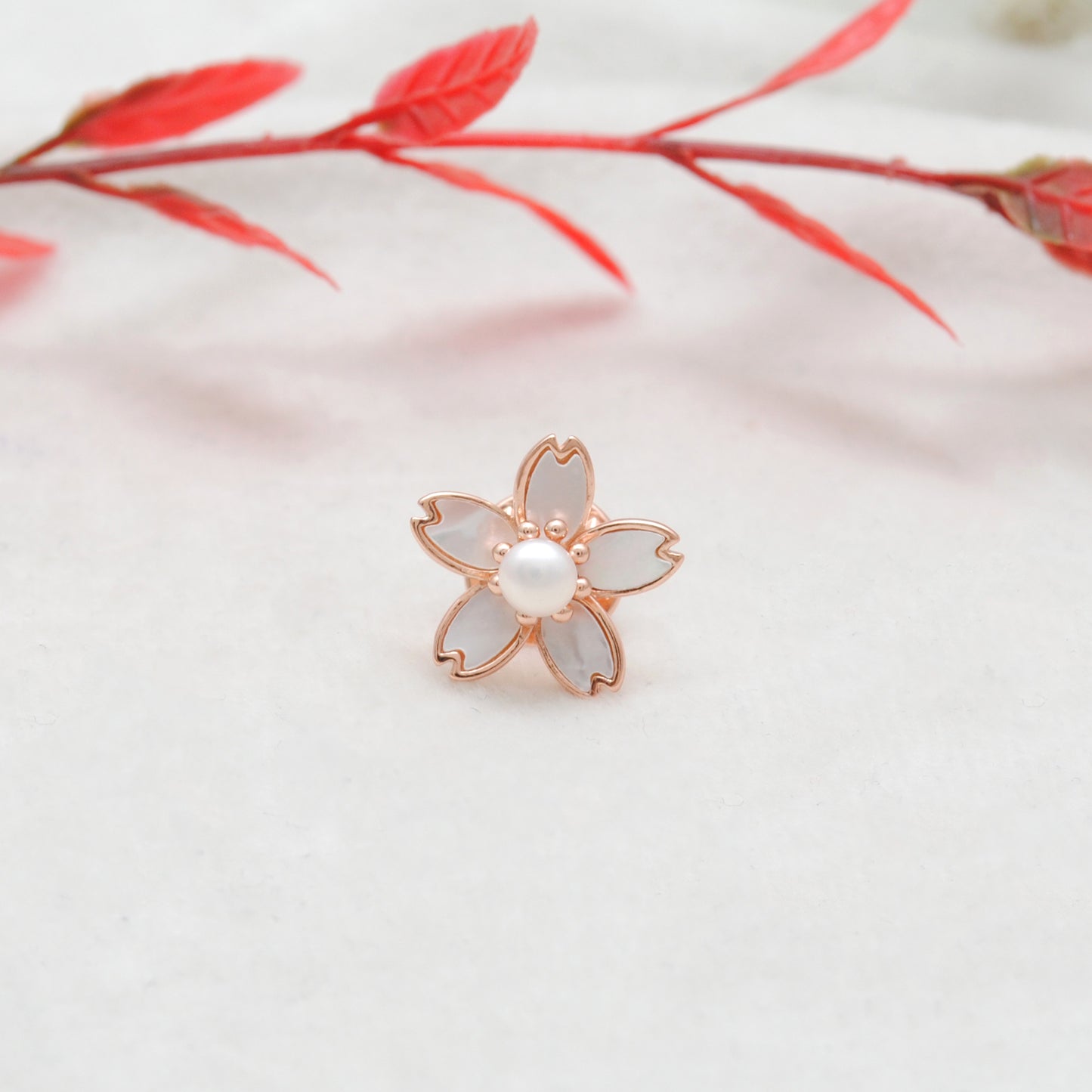 925 Sterling Silver Enamel Flower Brooch with  Pearl – Button Style Jewelry