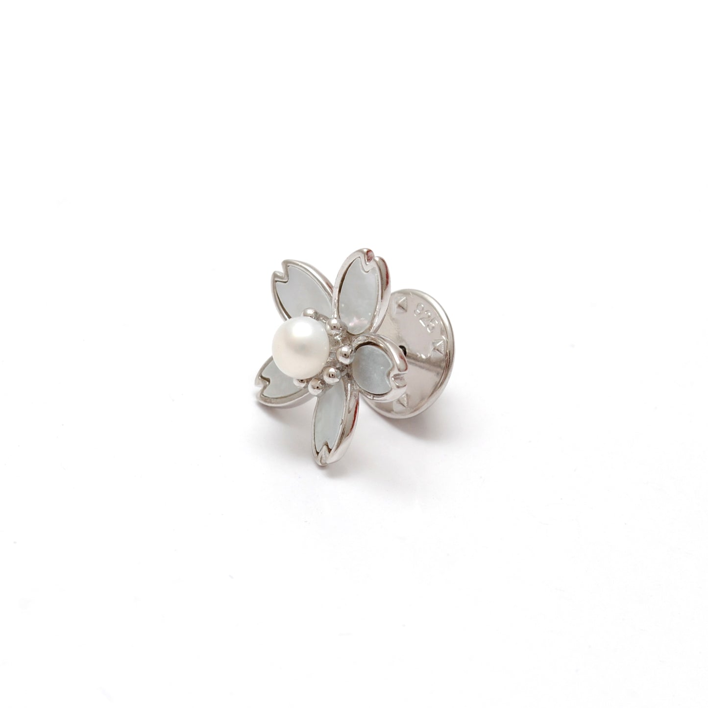 925 Sterling Silver Enamel Flower Brooch with  Pearl – Button Style Jewelry