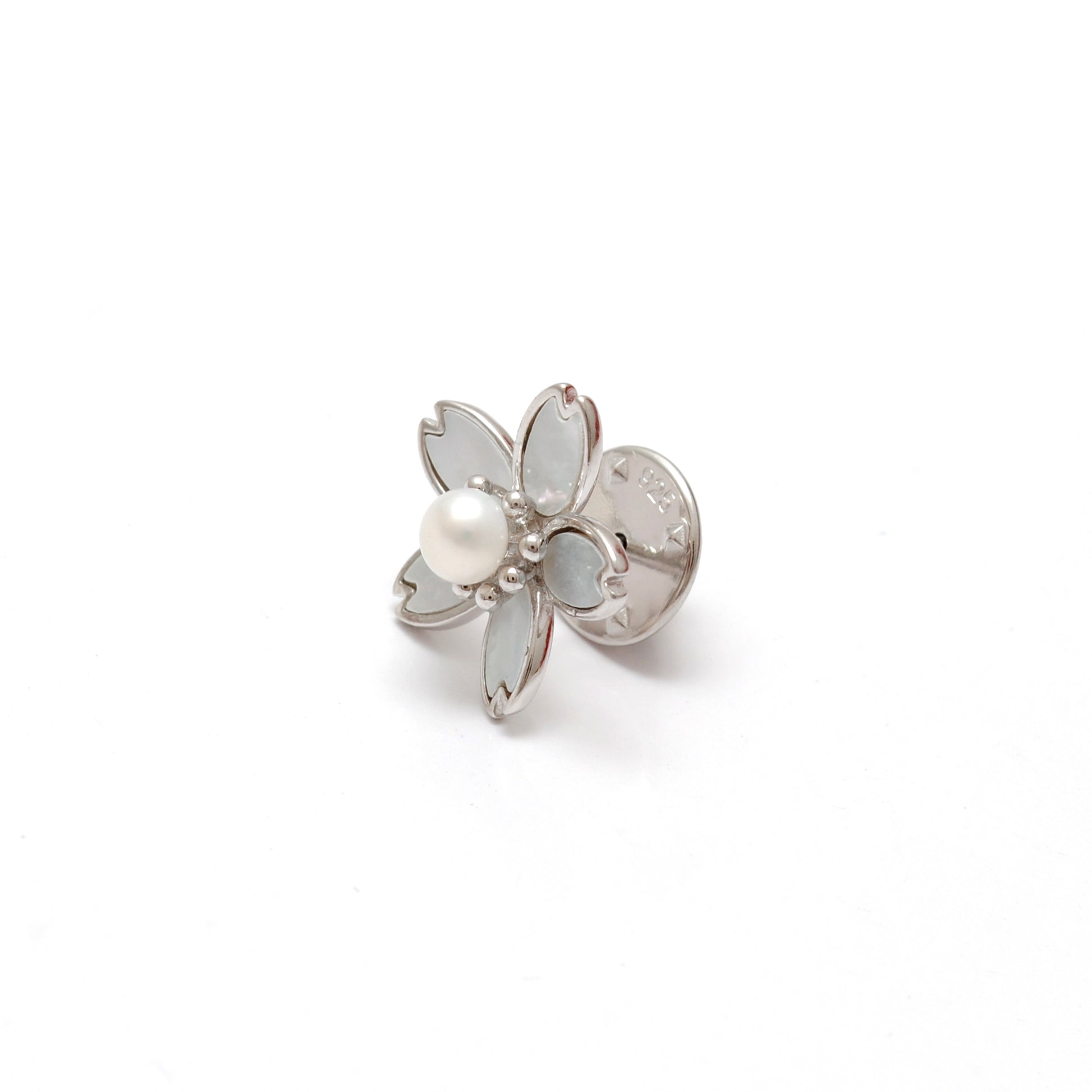 925 Sterling Silver Enamel Flower Brooch with  Pearl – Button Style Jewelry