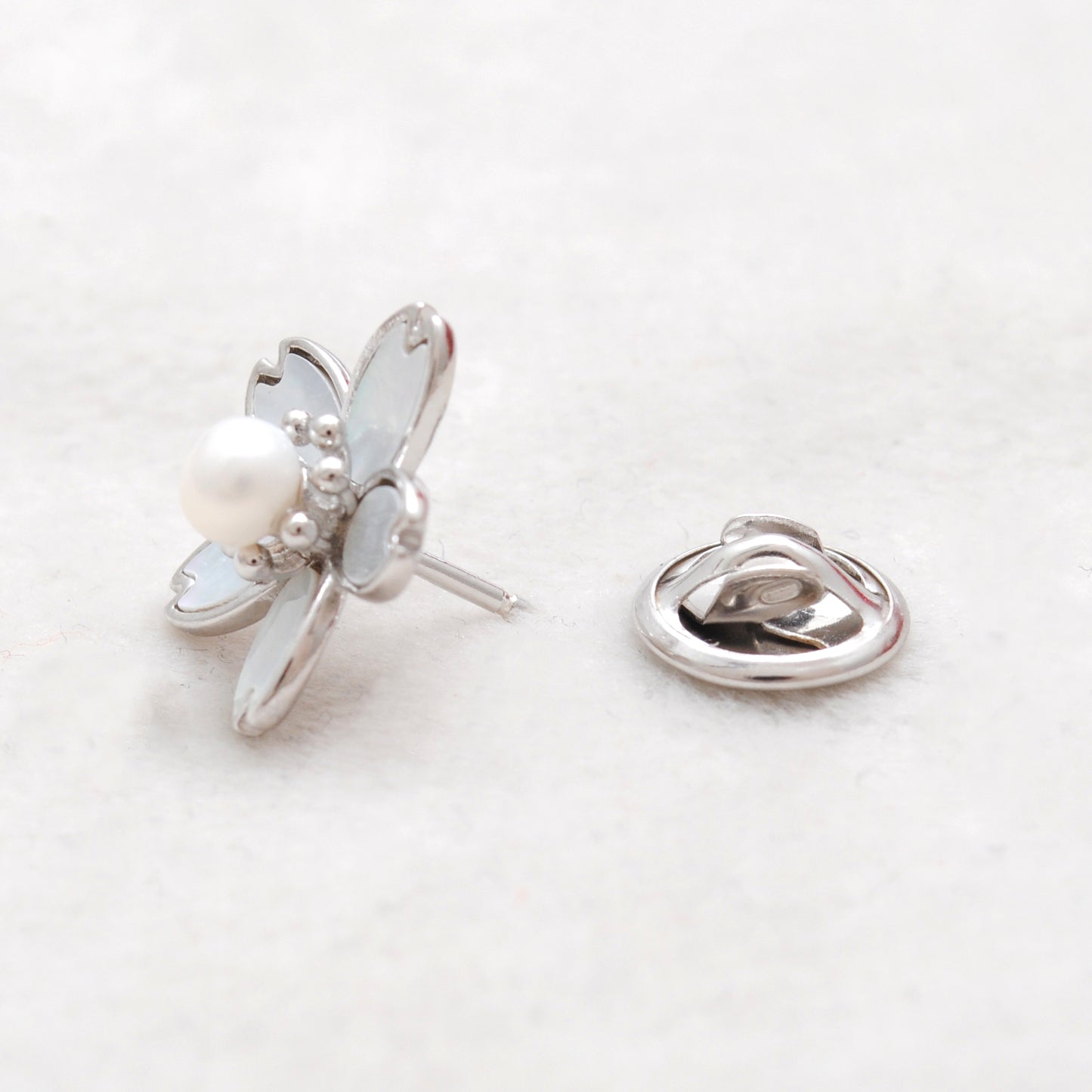 925 Sterling Silver Enamel Flower Brooch with Pearl – Button Style Jewelry