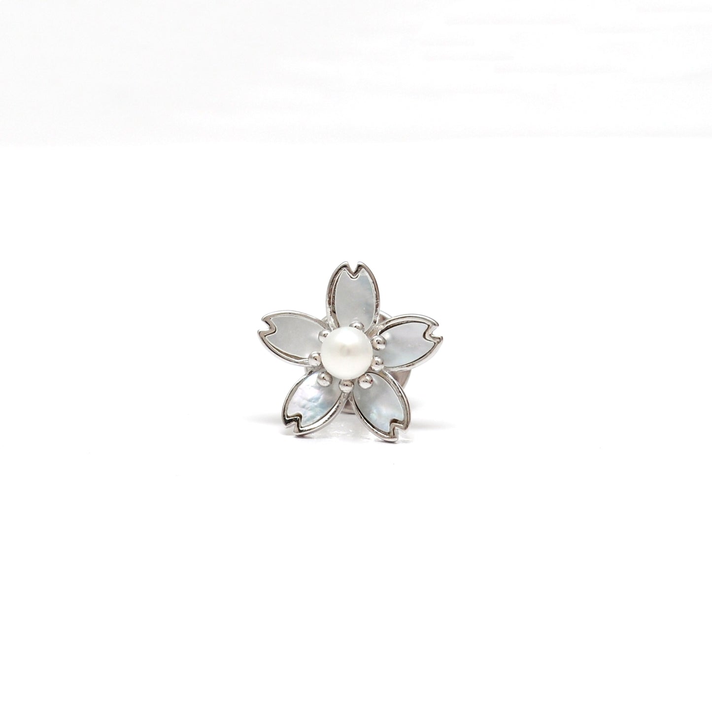 925 Sterling Silver Enamel Flower Brooch with  Pearl – Button Style Jewelry