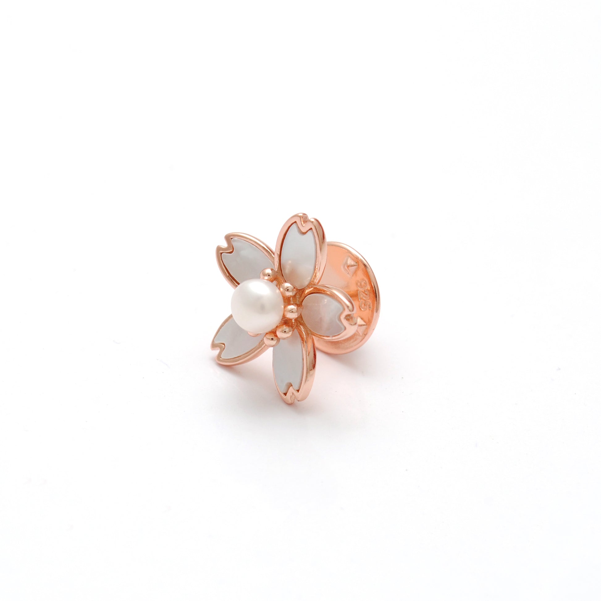 925 Sterling Silver Enamel Flower Brooch with  Pearl – Button Style Jewelry