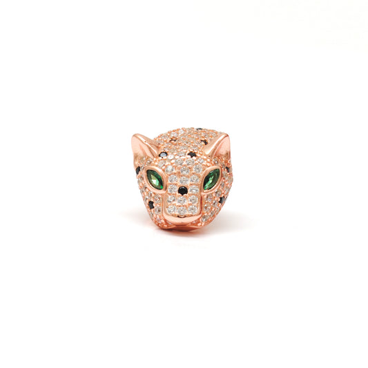 Sterling Silver Panther Face Kids Brooch with CZ Stones – Cute Animal Badge for Party Wear