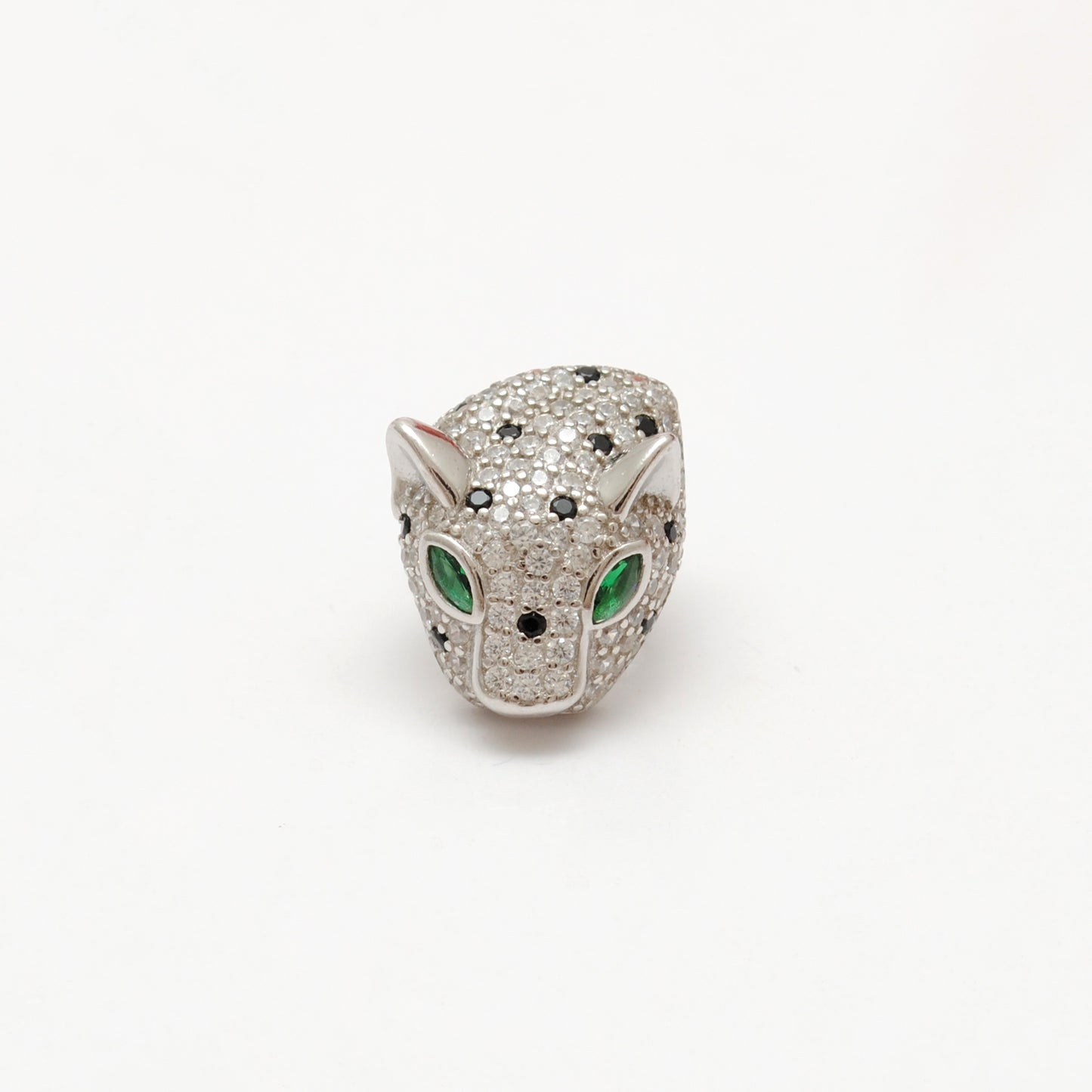 Sterling Silver Panther Face Kids Brooch with CZ Stones – Cute Animal Badge for Party Wear