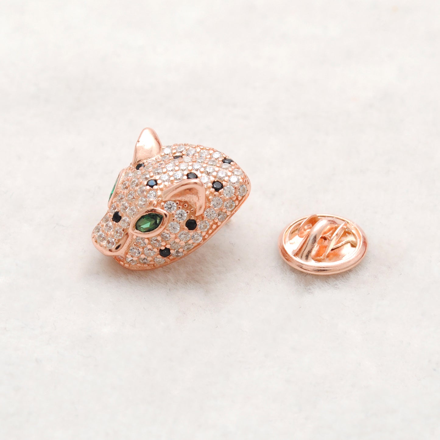 Sterling Silver Panther Face Kids Brooch with CZ Stones – Cute Animal Badge for Party Wear