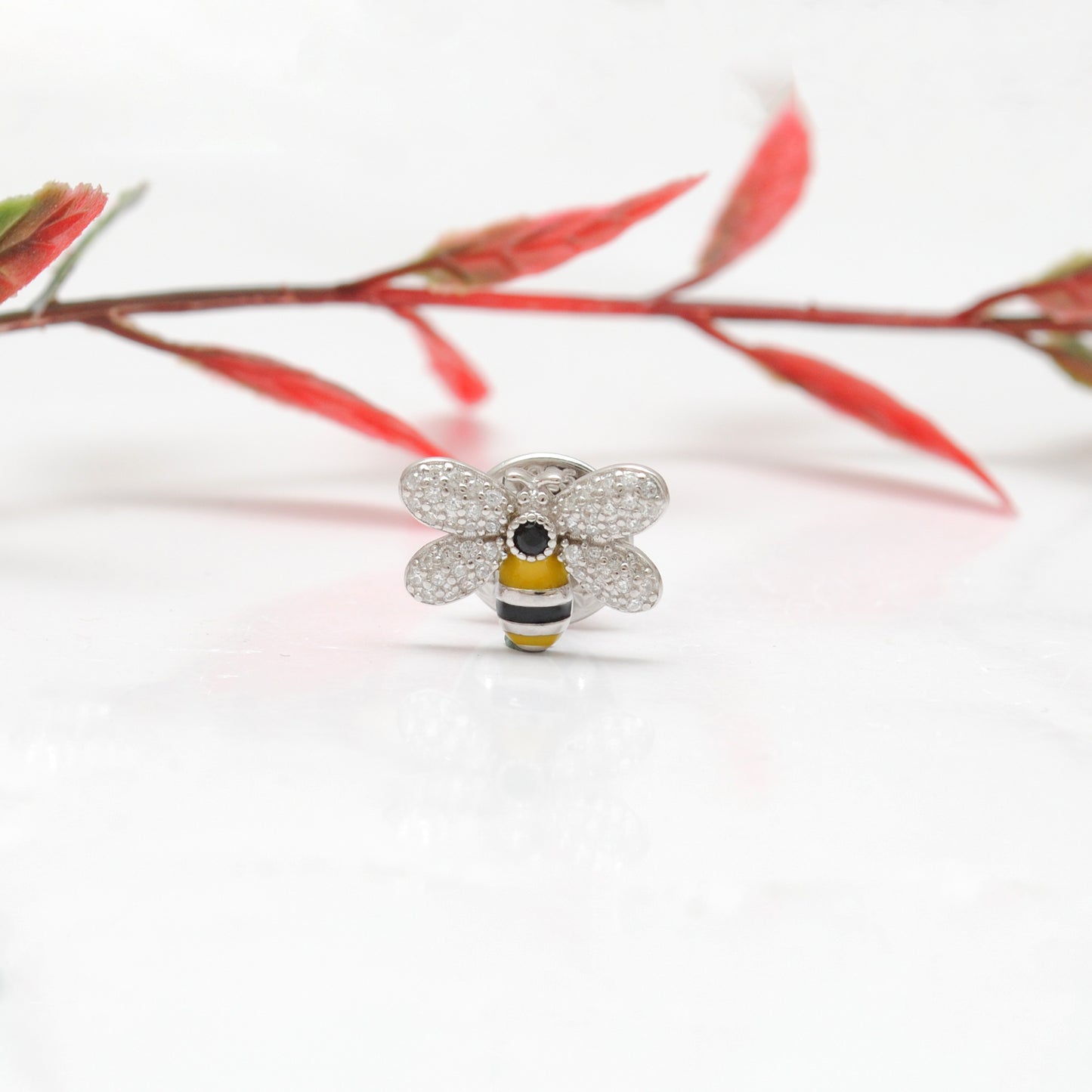 925 Sterling Silver Honeybee Brooch for Kids – Cute Gold CZ Bug