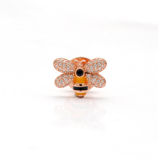 925 Sterling Silver Honeybee Brooch for Kids – Cute Gold CZ Bug