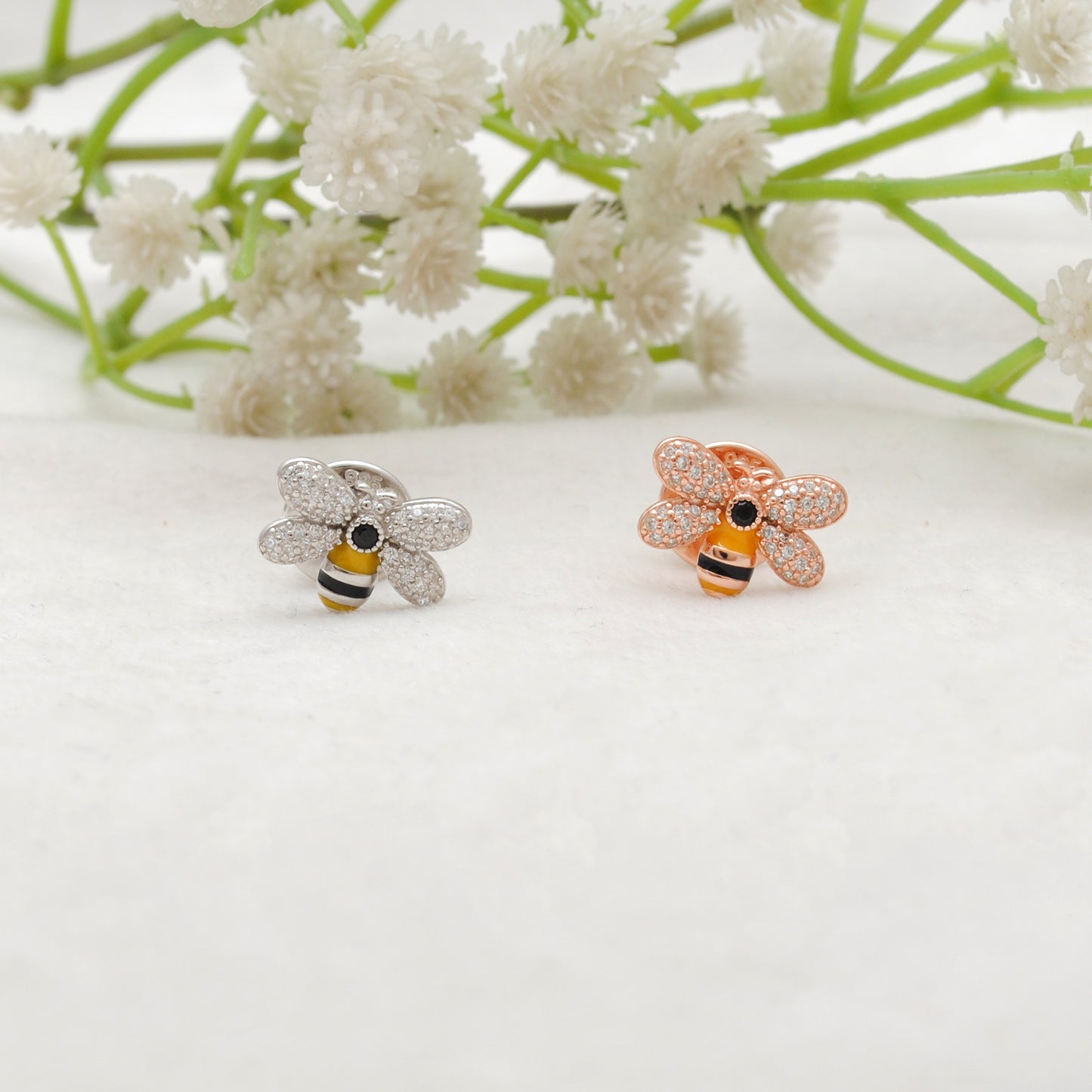925 Sterling Silver Honeybee Brooch for Kids – Cute Gold CZ Bug