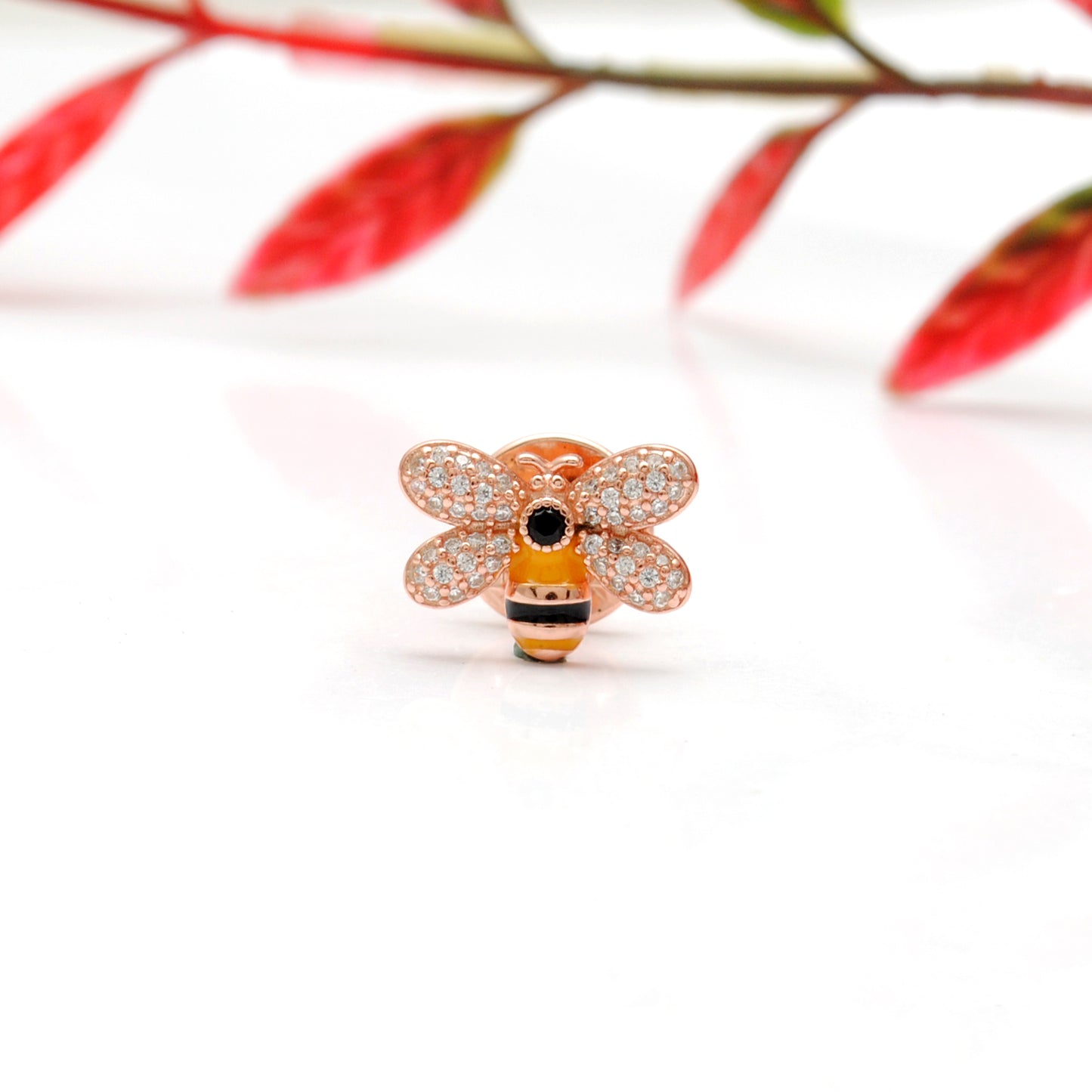 925 Sterling Silver Honeybee Brooch for Kids – Cute Gold CZ Bug