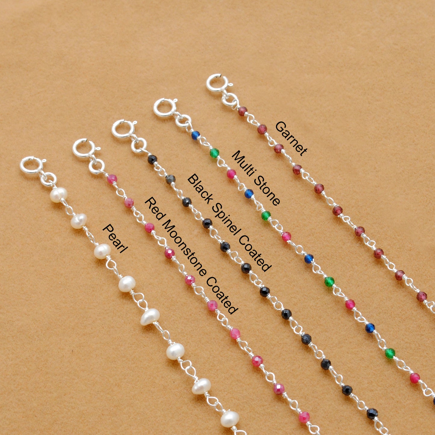 925 Sterling Silver Garnet, Pearl & Multi Gemstone Bracelet – Handmade Jewelry Gift for Women