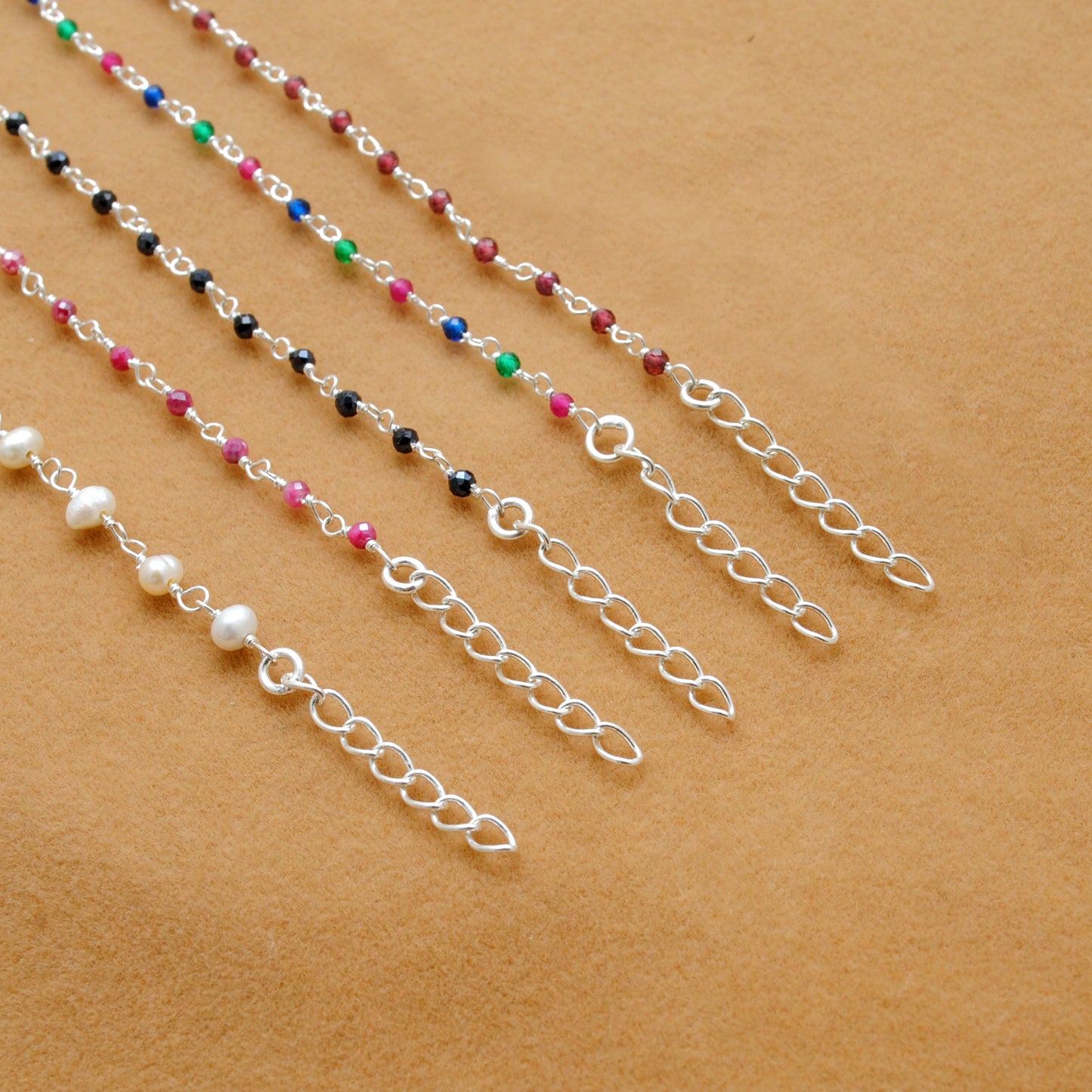 925 Sterling Silver Garnet, Pearl & Multi Gemstone Bracelet – Handmade Jewelry Gift for Women