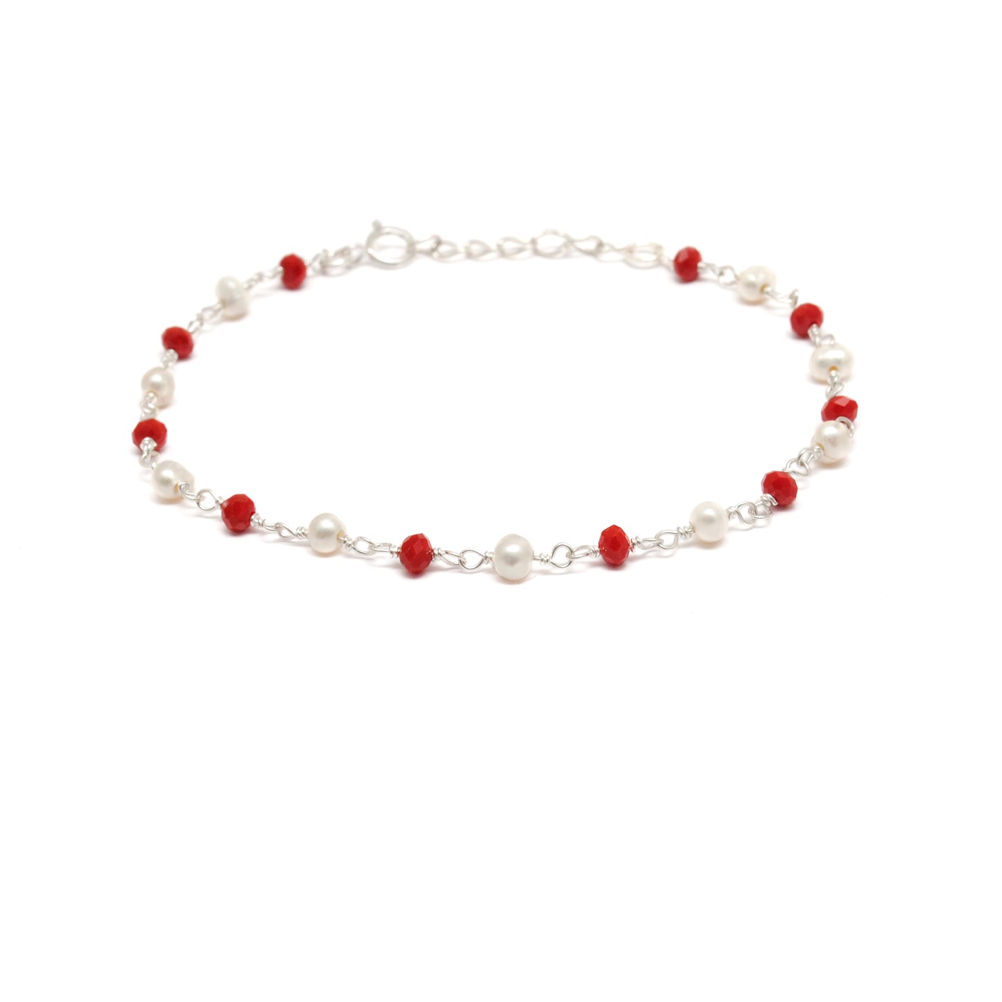 925 Sterling Silver Pearl & Multicolor Gemstone Bracelet – Elegant Ethnic Jewelry