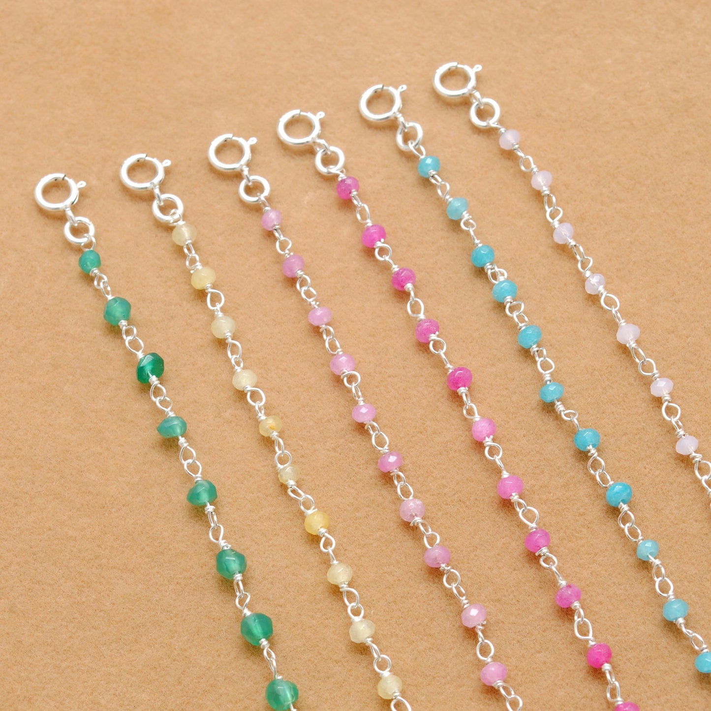 925 Sterling Silver Multi-Quartz & Gemstone Beaded Bracelet