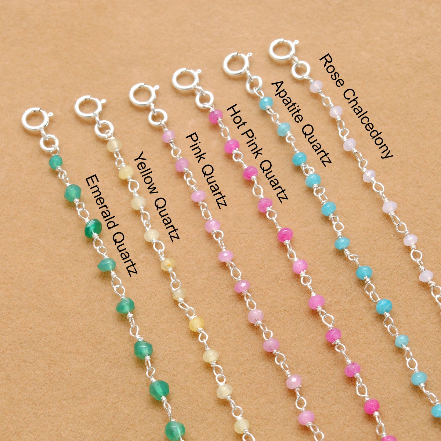 925 Sterling Silver Multi-Quartz & Gemstone Beaded Bracelet