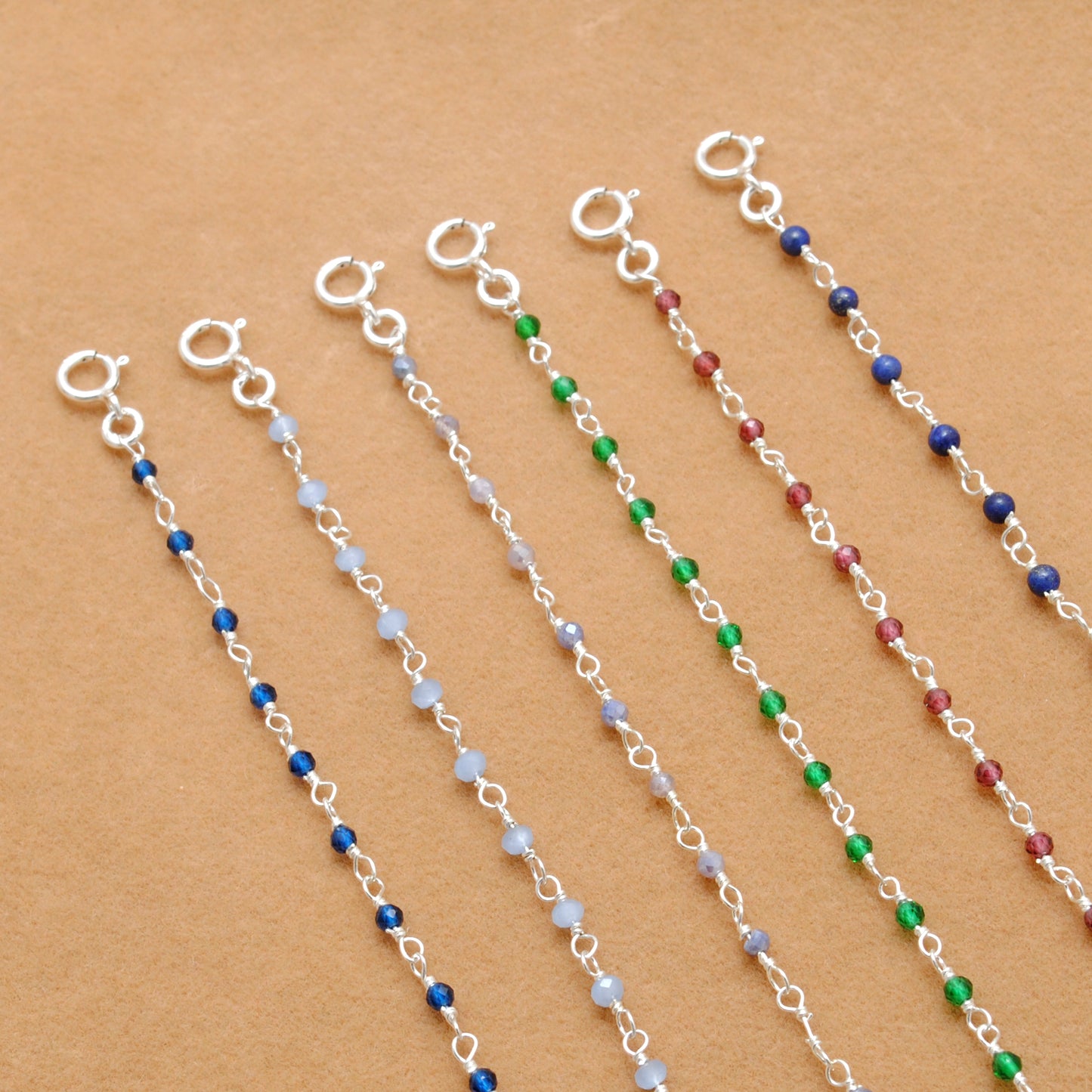 Sterling Silver Bracelet with Lapis Lazuli, Blue Moonstone & More