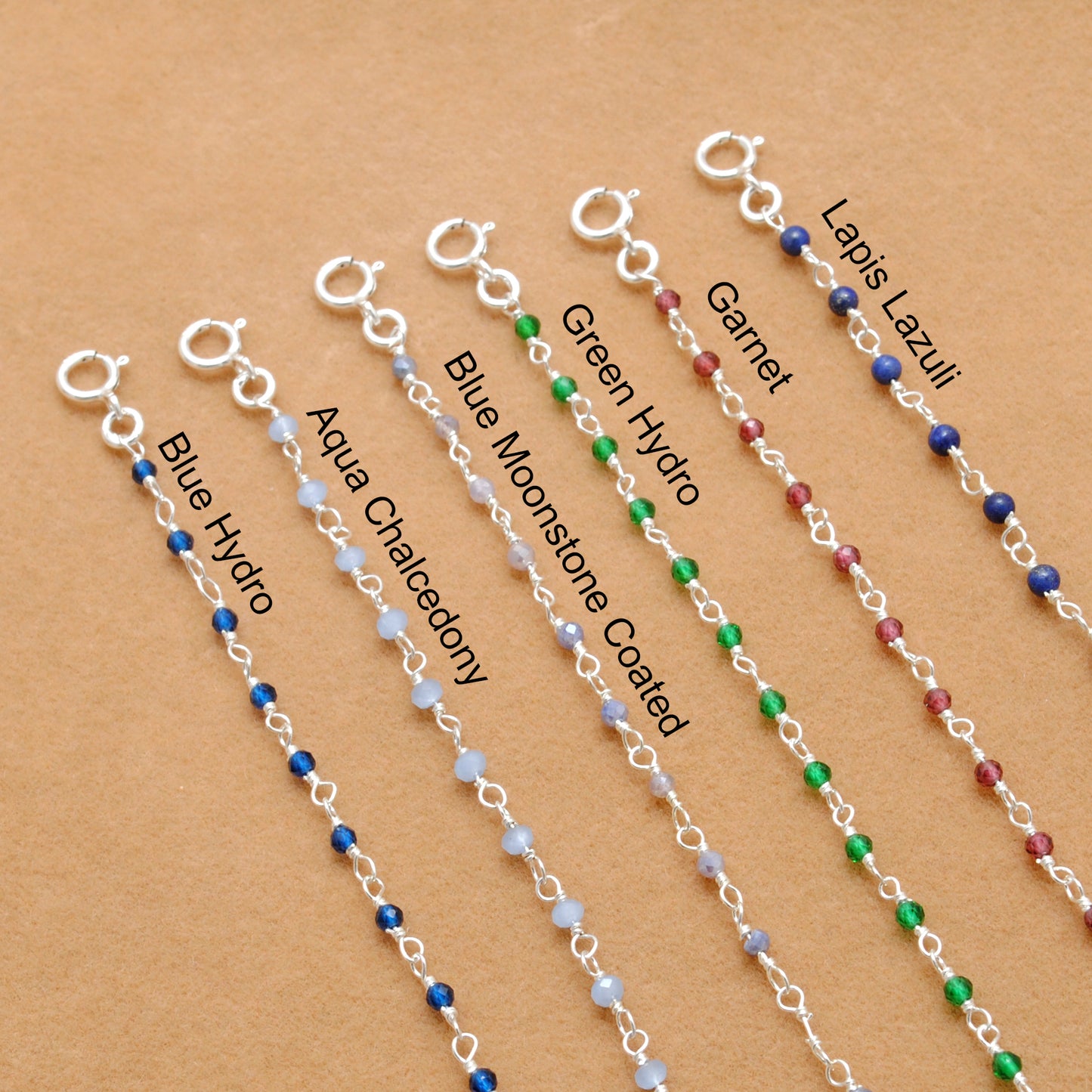 Sterling Silver Bracelet with Lapis Lazuli, Blue Moonstone & More