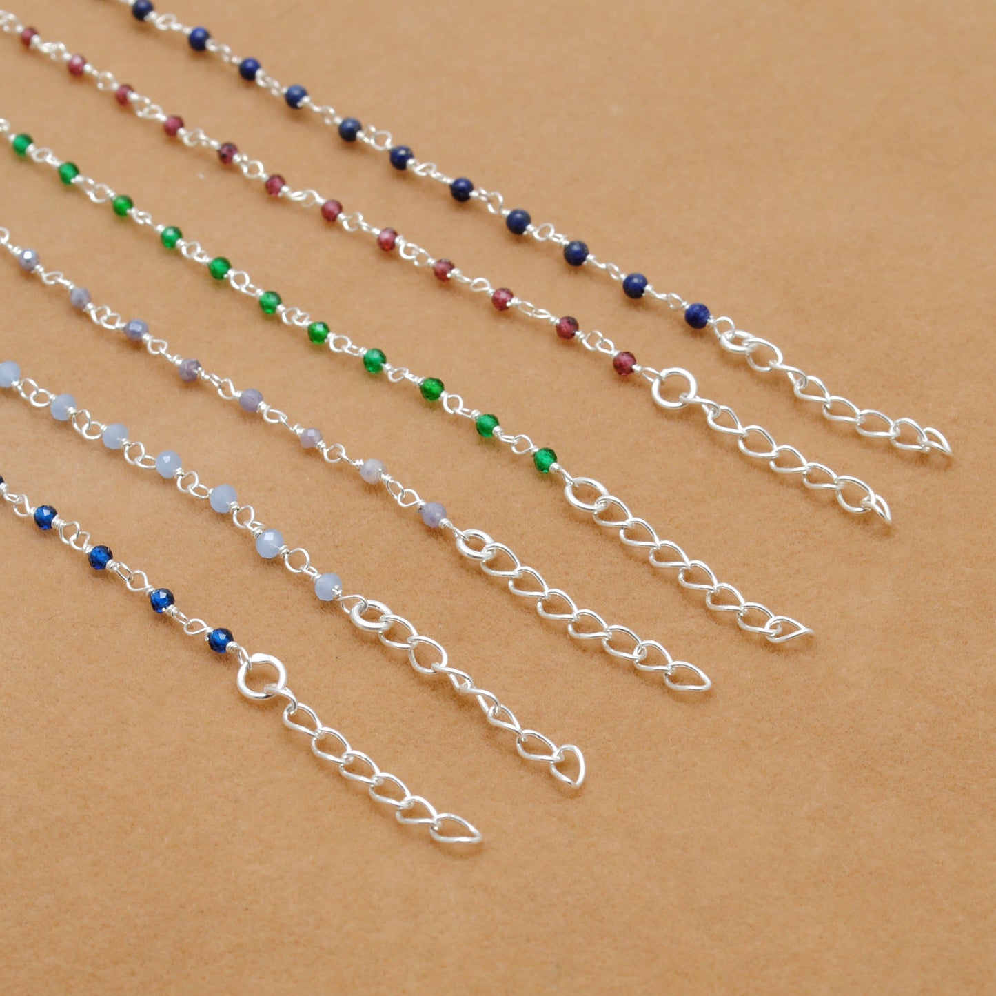 Sterling Silver Bracelet with Lapis Lazuli, Blue Moonstone & More