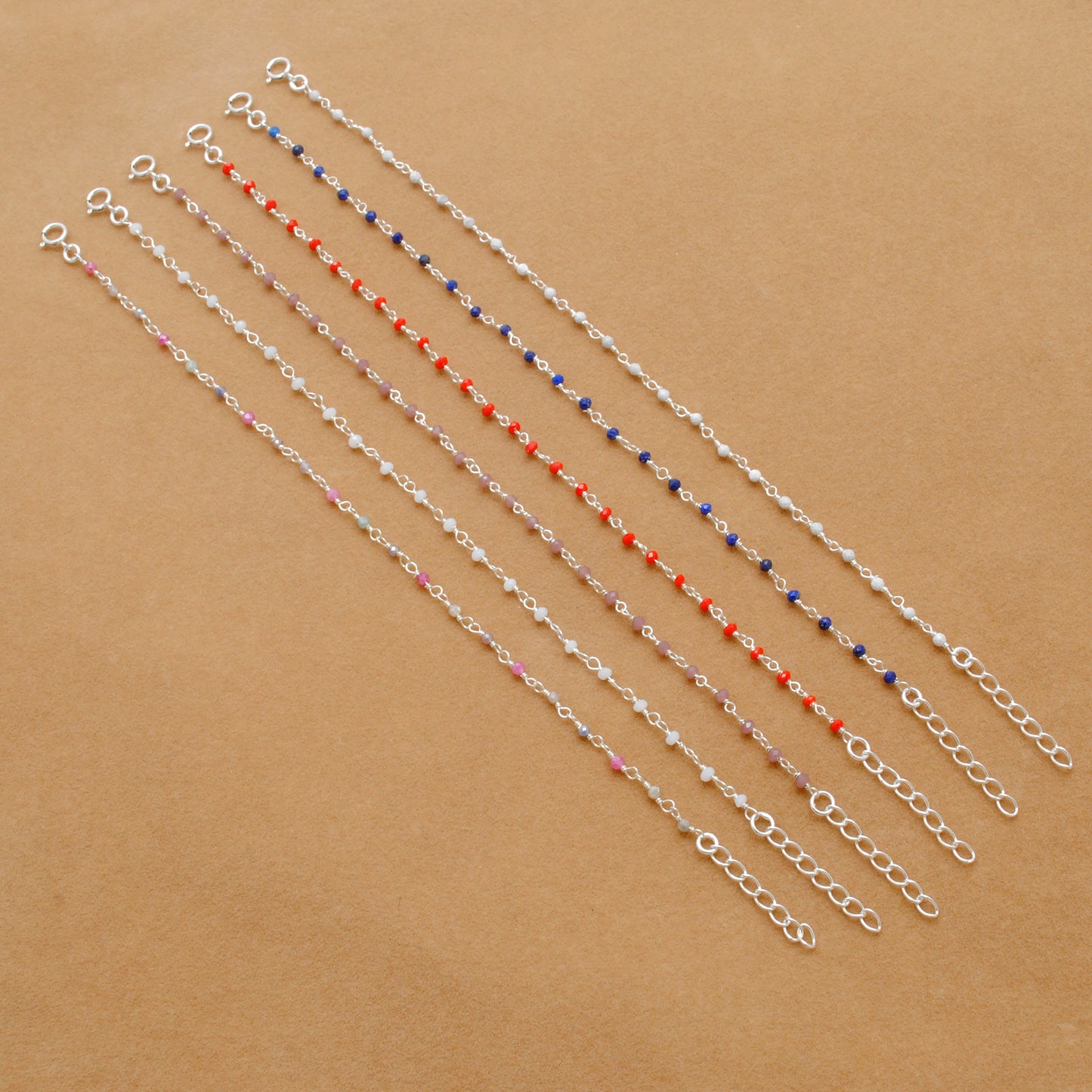 Sterling Silver Multi-Gemstone Beaded Rosary Necklace