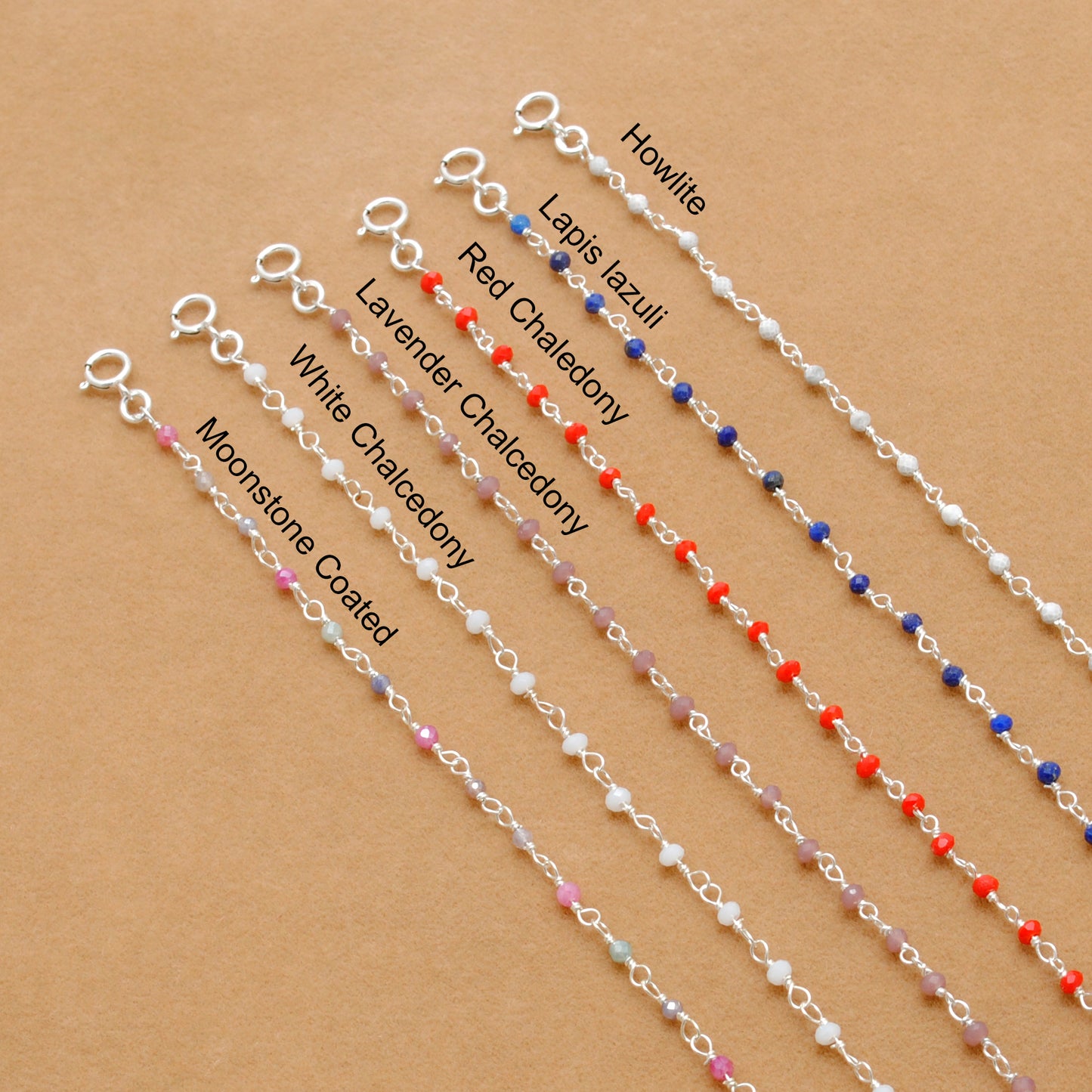 Sterling Silver Multi-Gemstone Beaded Rosary Necklace