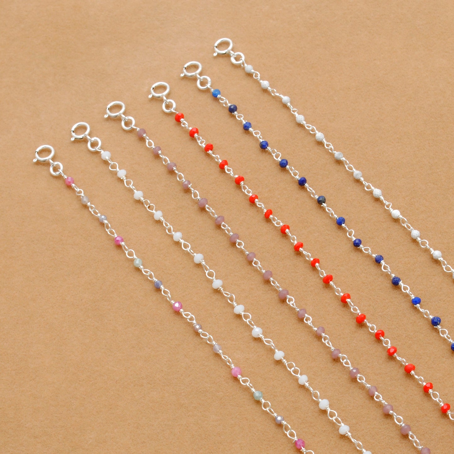 Sterling Silver Multi-Gemstone Beaded Rosary Necklace