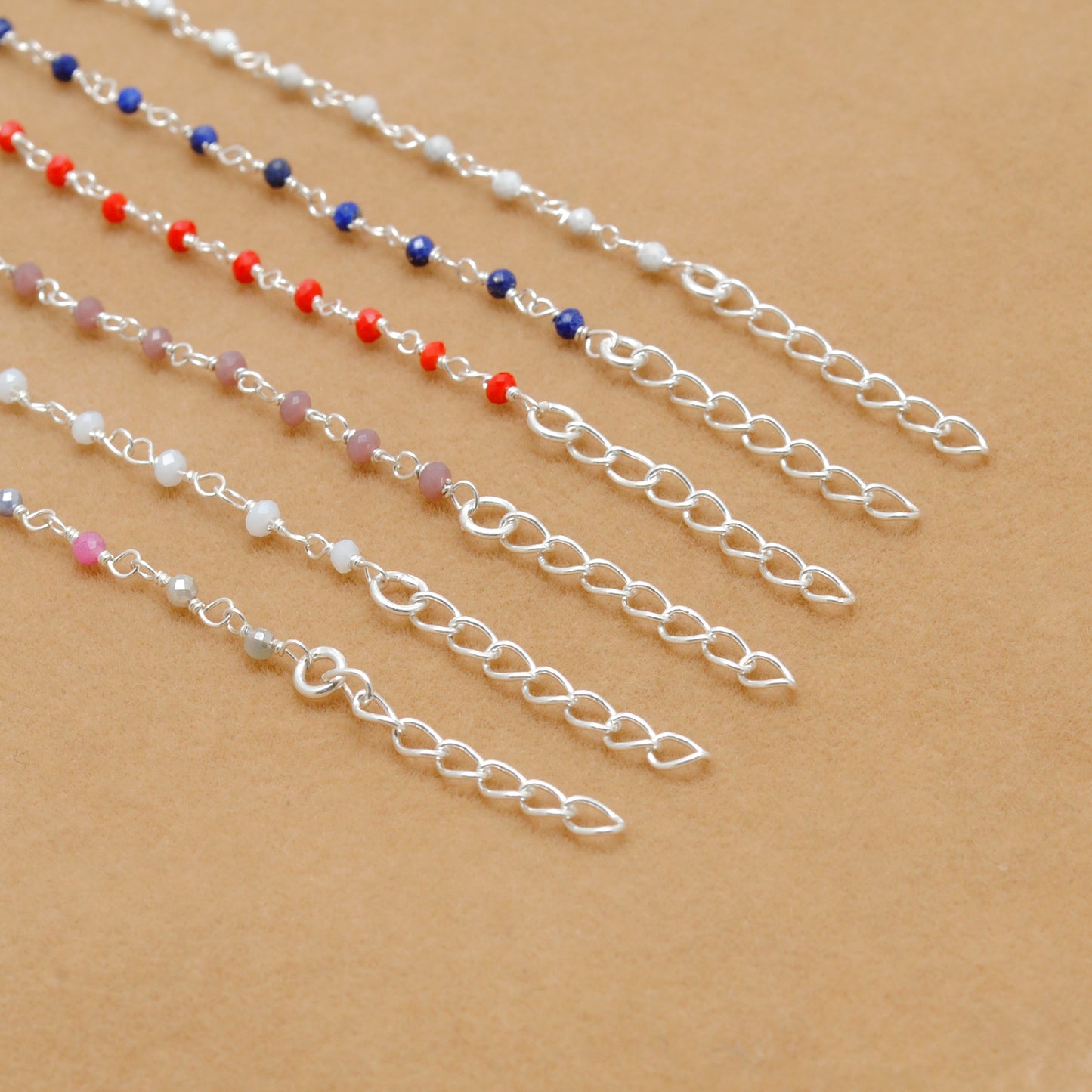 Sterling Silver Multi-Gemstone Beaded Rosary Necklace