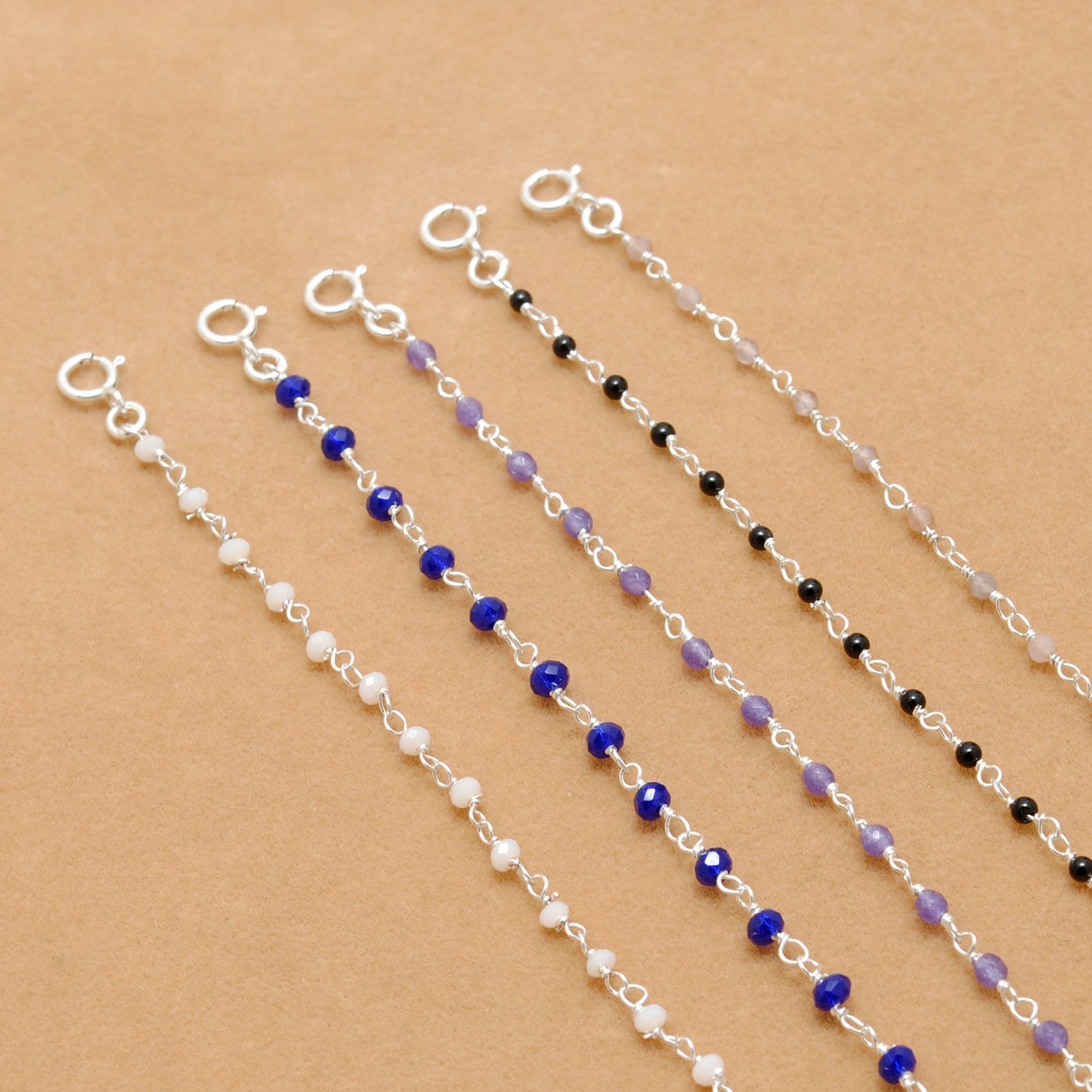 Multi-Stone Sterling Silver Bracelet with Necklace Option – Amethyst, Moonstone & More