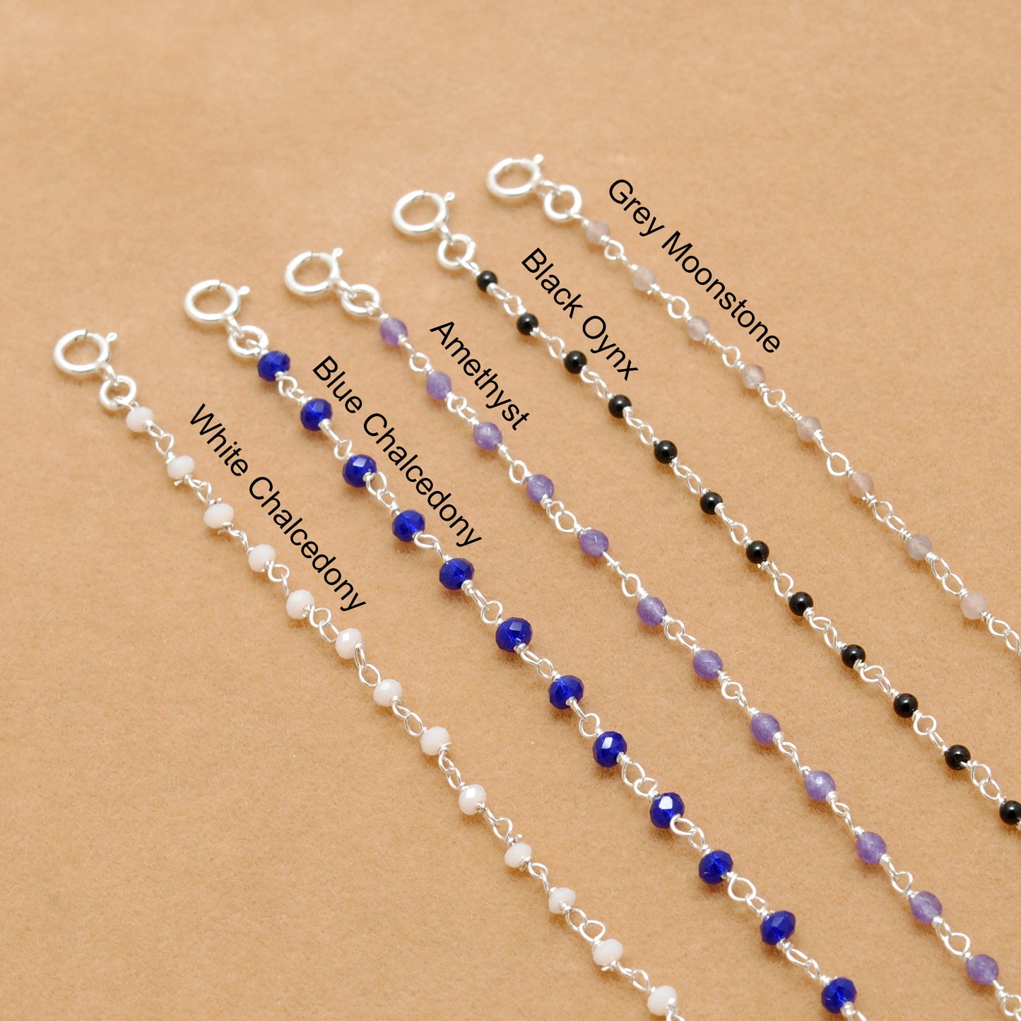 Multi-Stone Sterling Silver Bracelet with Necklace Option – Amethyst, Moonstone & More
