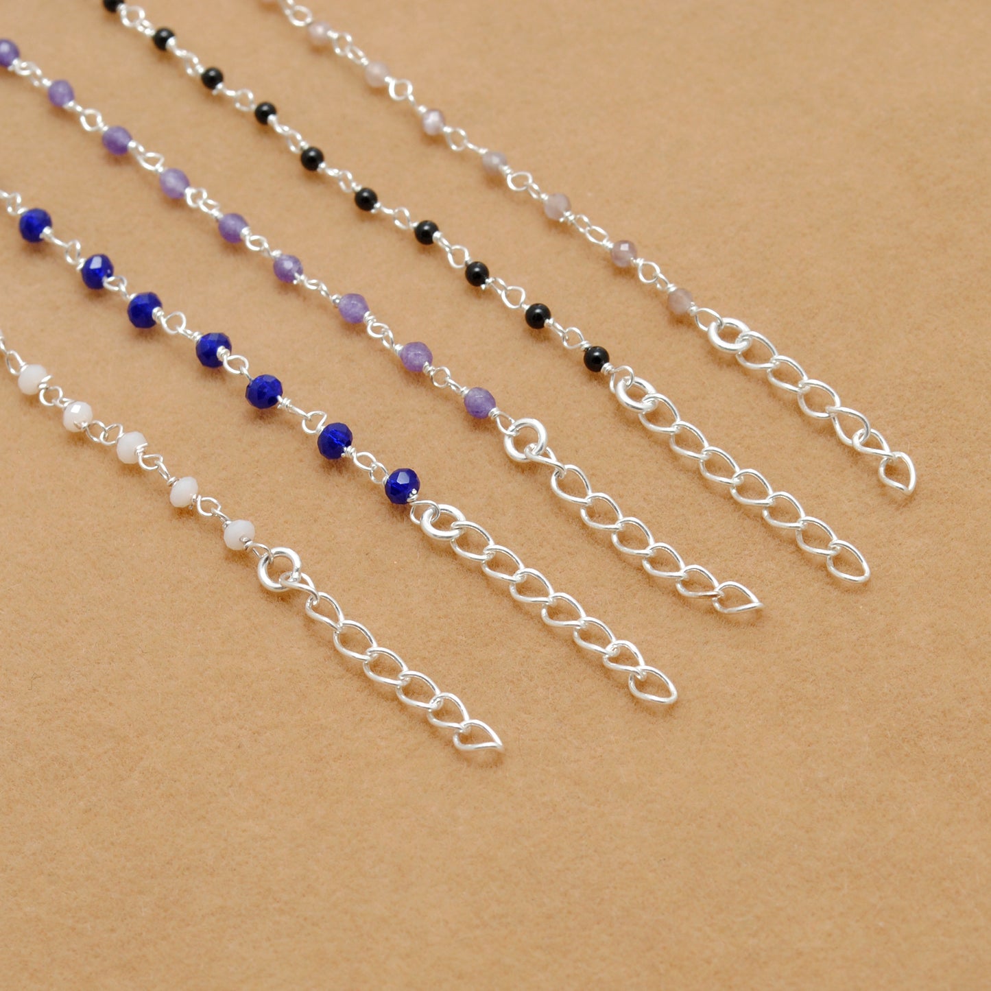 Multi-Stone Sterling Silver Bracelet with Necklace Option – Amethyst, Moonstone & More