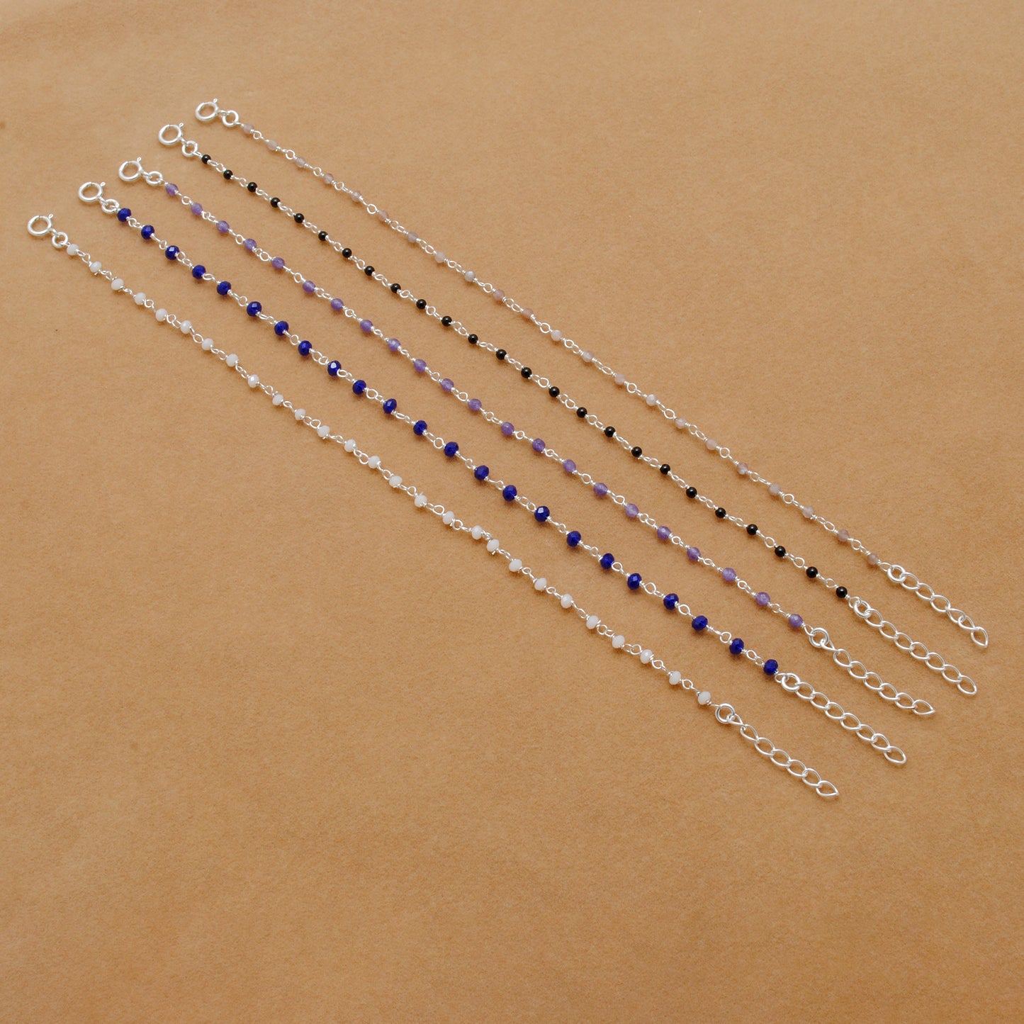 Multi-Stone Sterling Silver Bracelet with Necklace Option – Amethyst, Moonstone & More